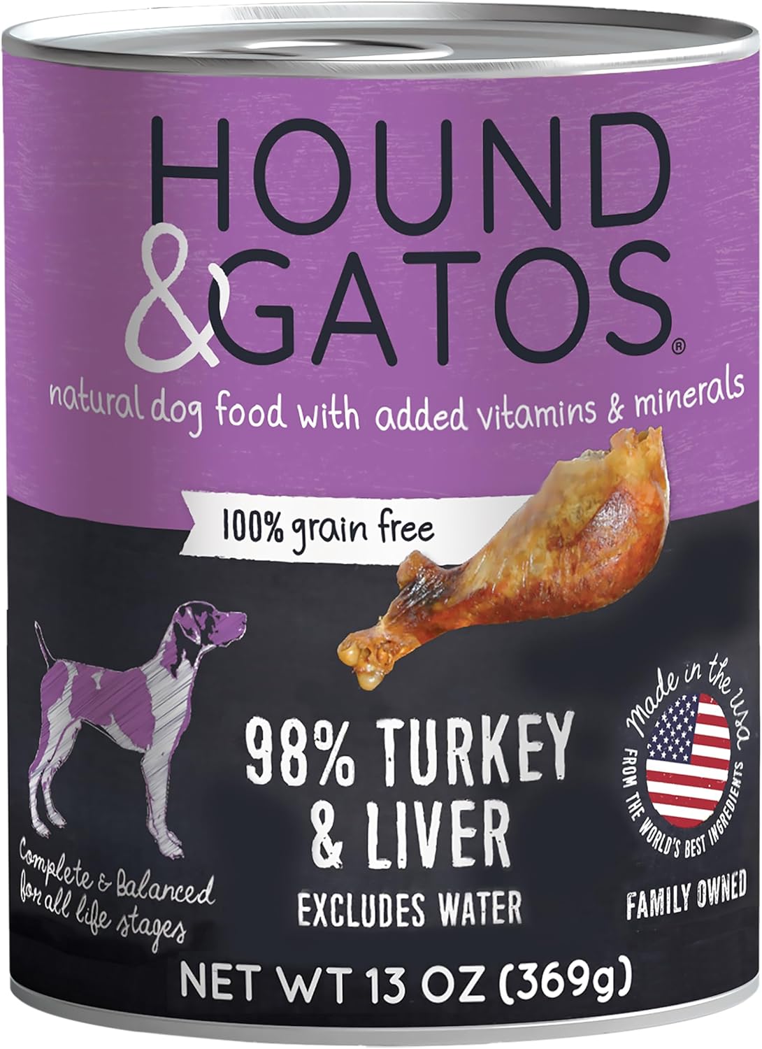 Hound-&-Gatos-Wet-Dog-Food,-0.98-Turkey-&-Liver,-case-of-12,-728
