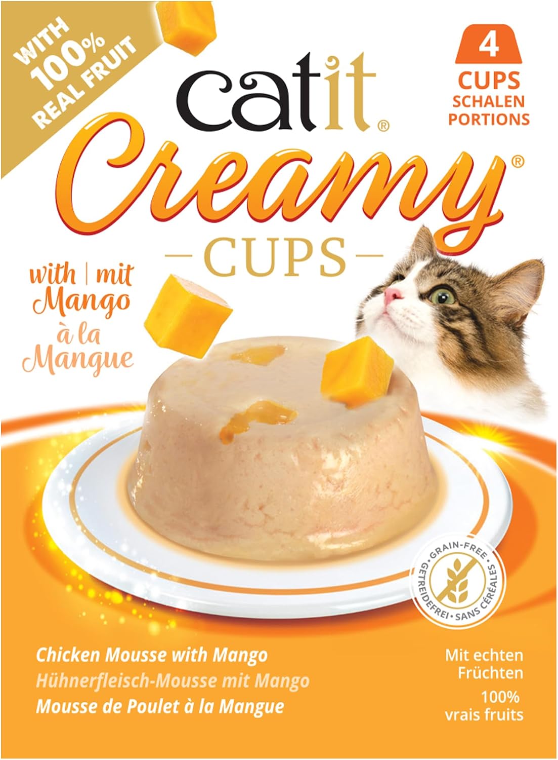 Catit-Creamy-Cups-Cat-Treats-–-Chicken/Mango-4-Pack-for-Cats-&-Kittens-–-175
