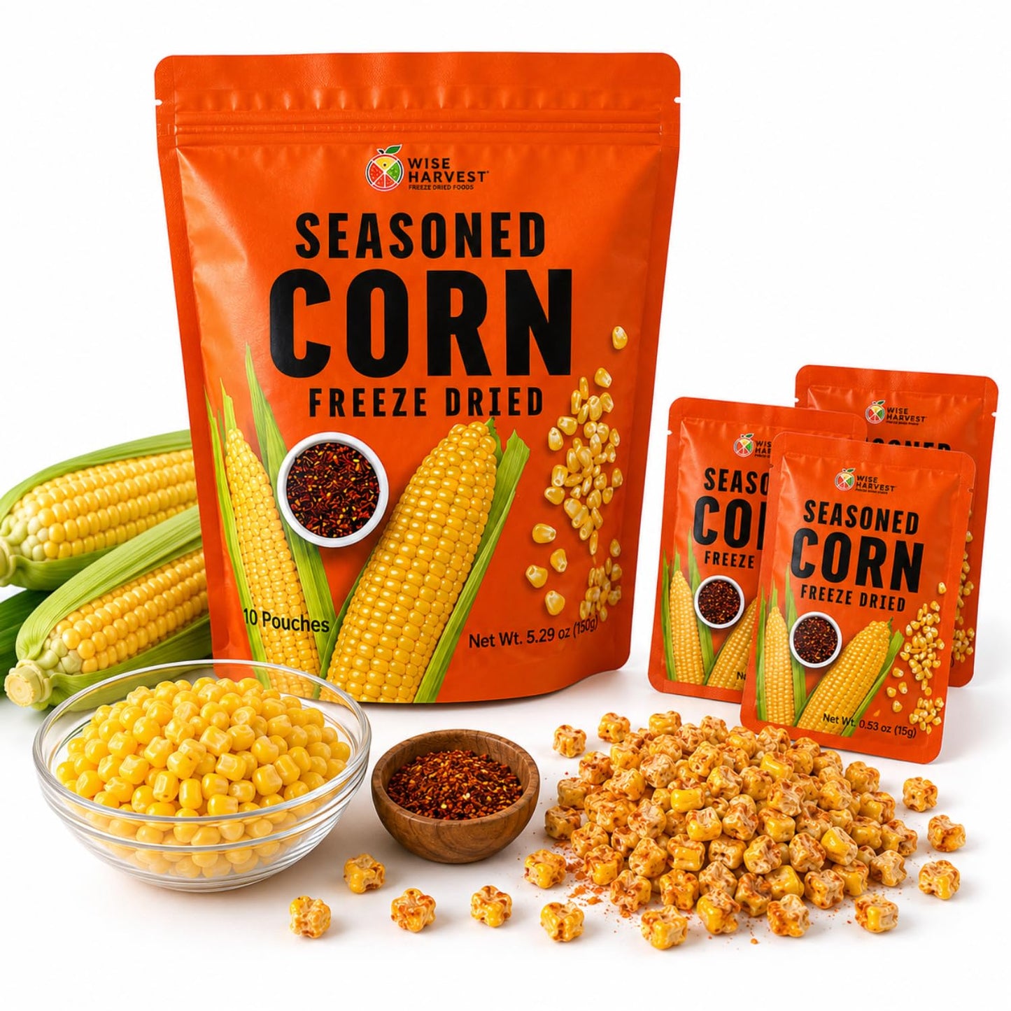 Freeze-Dried-Seasoned-Corn-(10-Snack-Pouches)-–-Sweet-&-Spicy-Crunchy-|-184