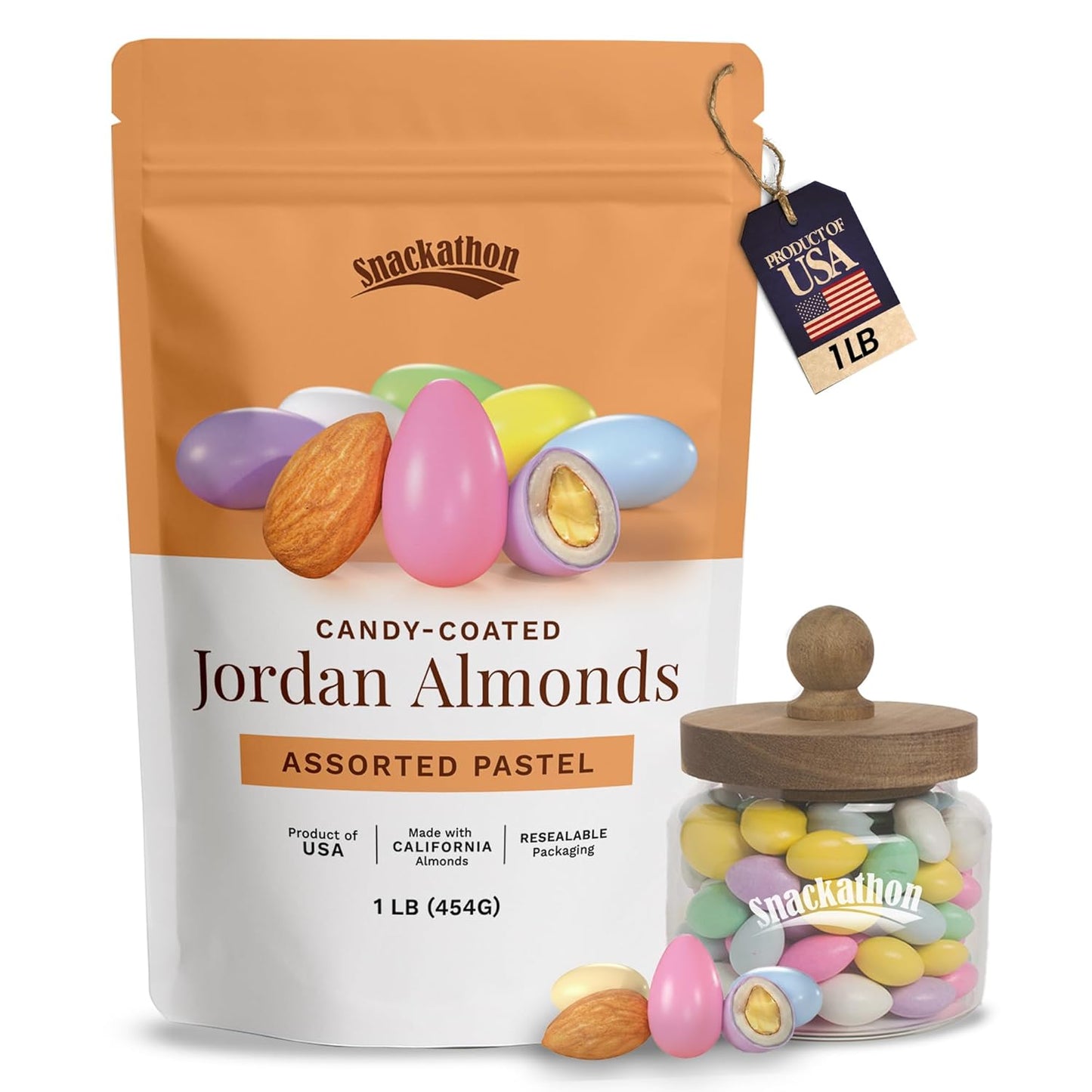 Snackathon-Jordan-Almonds,-Assorted-Pastel-Candy-Coated-Almonds,-1-LB-Resealable-Bag,-Made-USA,-Italian-930