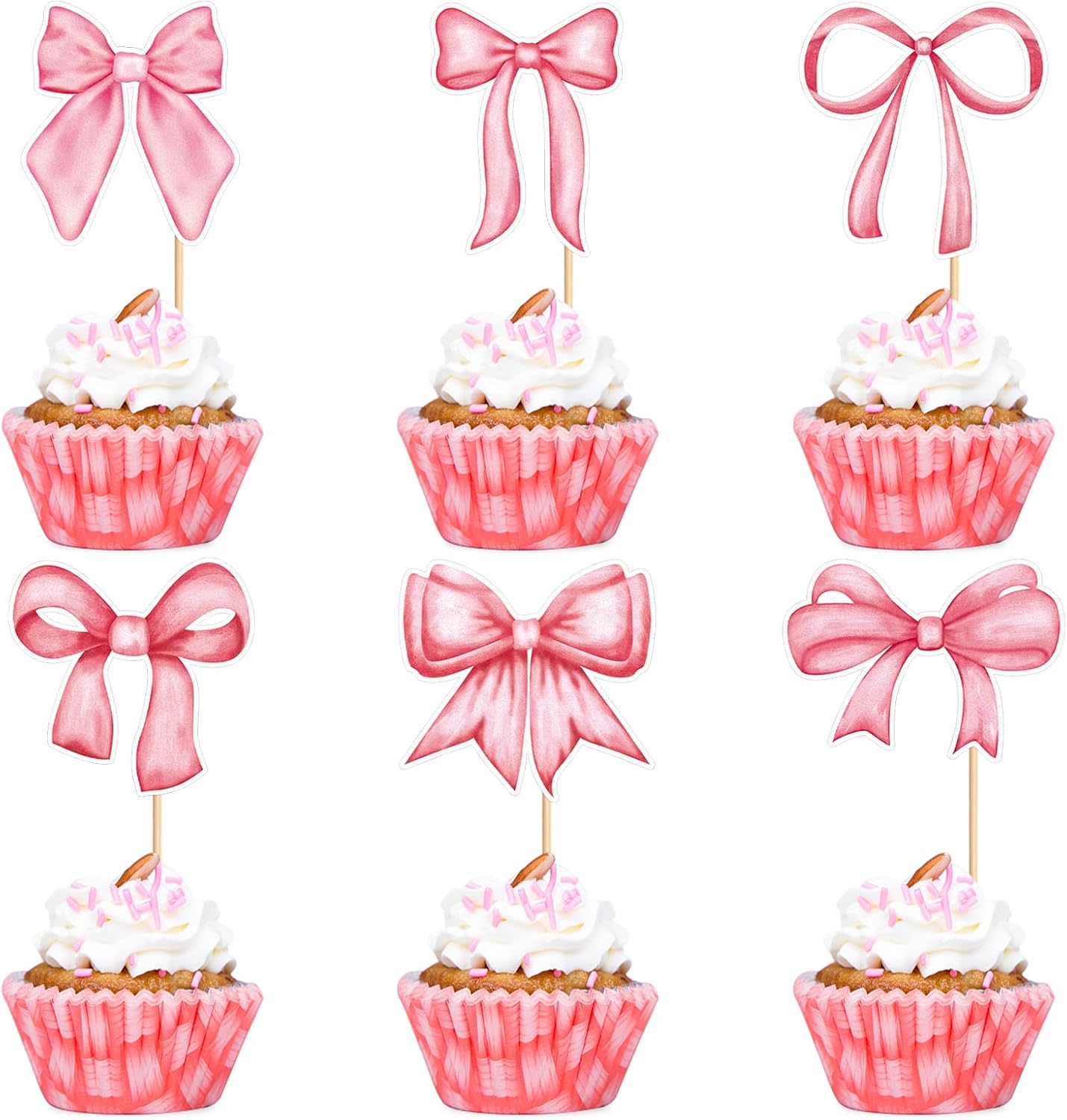24-Pack-Pink-Bow-Cupcake-Toppers-Bowknot-3075