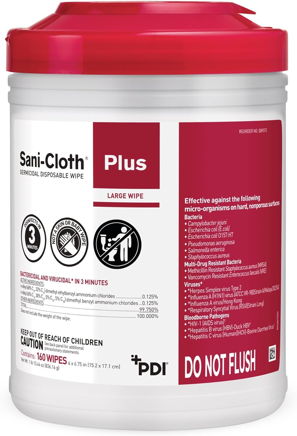 Sani-Cloth-Plus-Hard-Surface-Disinfectant-Wipe,-160-Count,-Q89072---1044