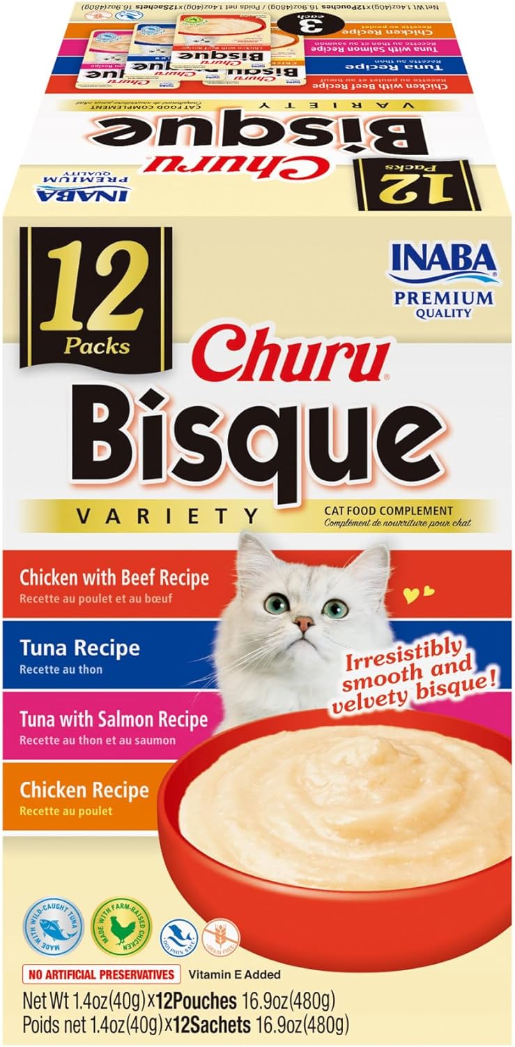 INABA-Churu-Bisque-for-Cats,-Creamy-Lickable-Purée-Side-Dish-with-Vitamin-E,-1860