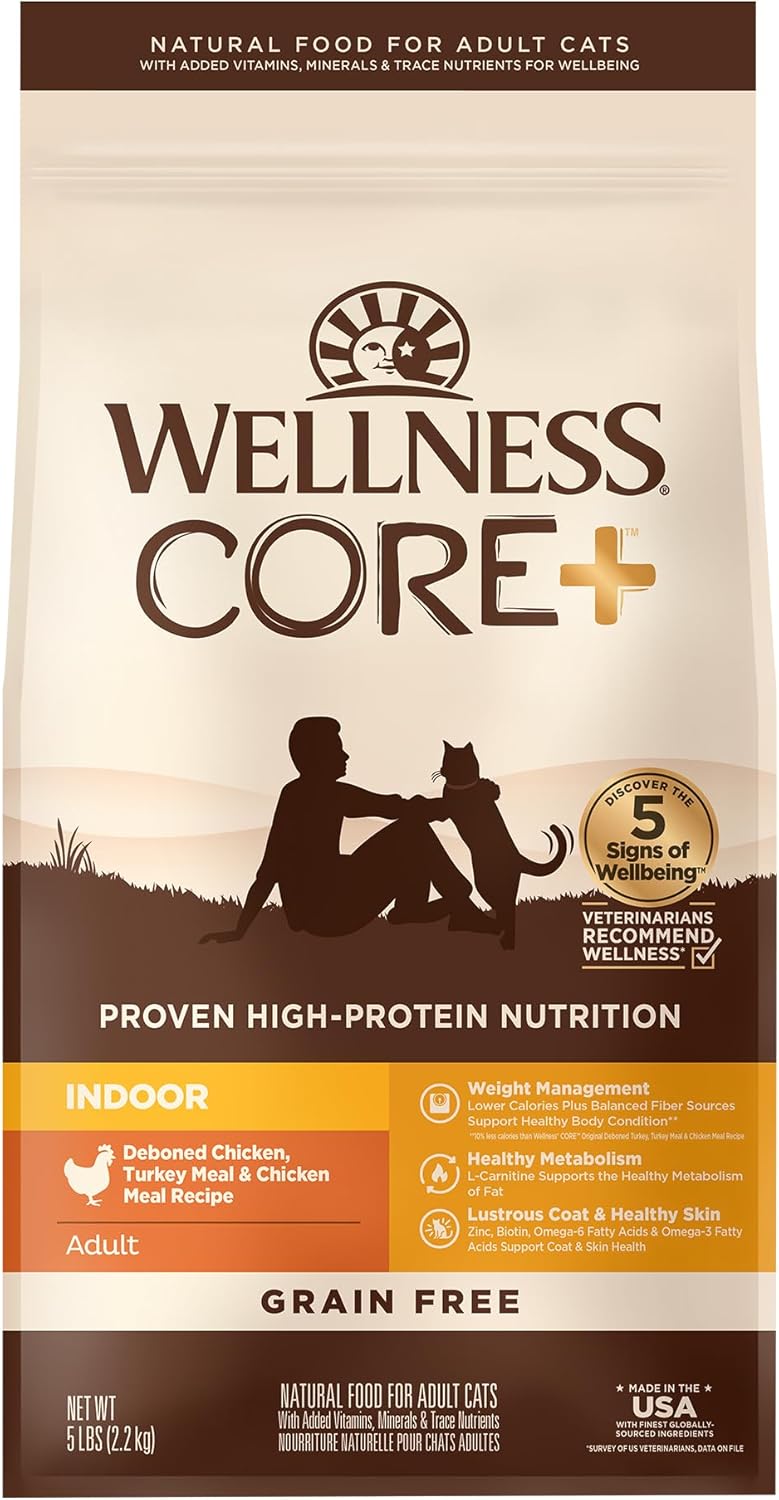 Wellness-CORE+-Adult-Dry-Cat-Food-for-Indoor-Cats,-Grain-Free,-Natural,-Turkey-Chicken-(51636