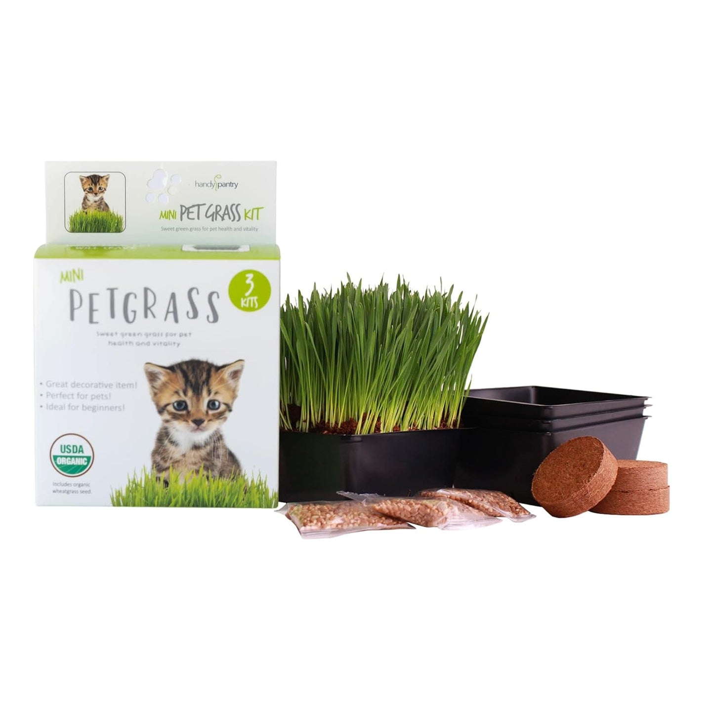Handy-Pantry-Organic-Cat-Grass-Kit---Includes-3-Trays,-Soil-Pucks,-and-3-309