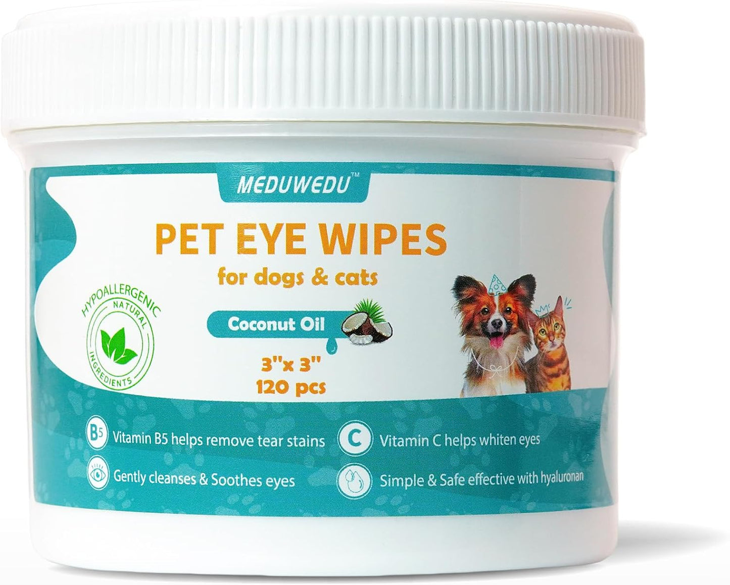 MEDUWEDU-Eyes-Wipes-for-Dogs-&-Cats-120-Counts,-Grooming-Kit-Care-for-1656