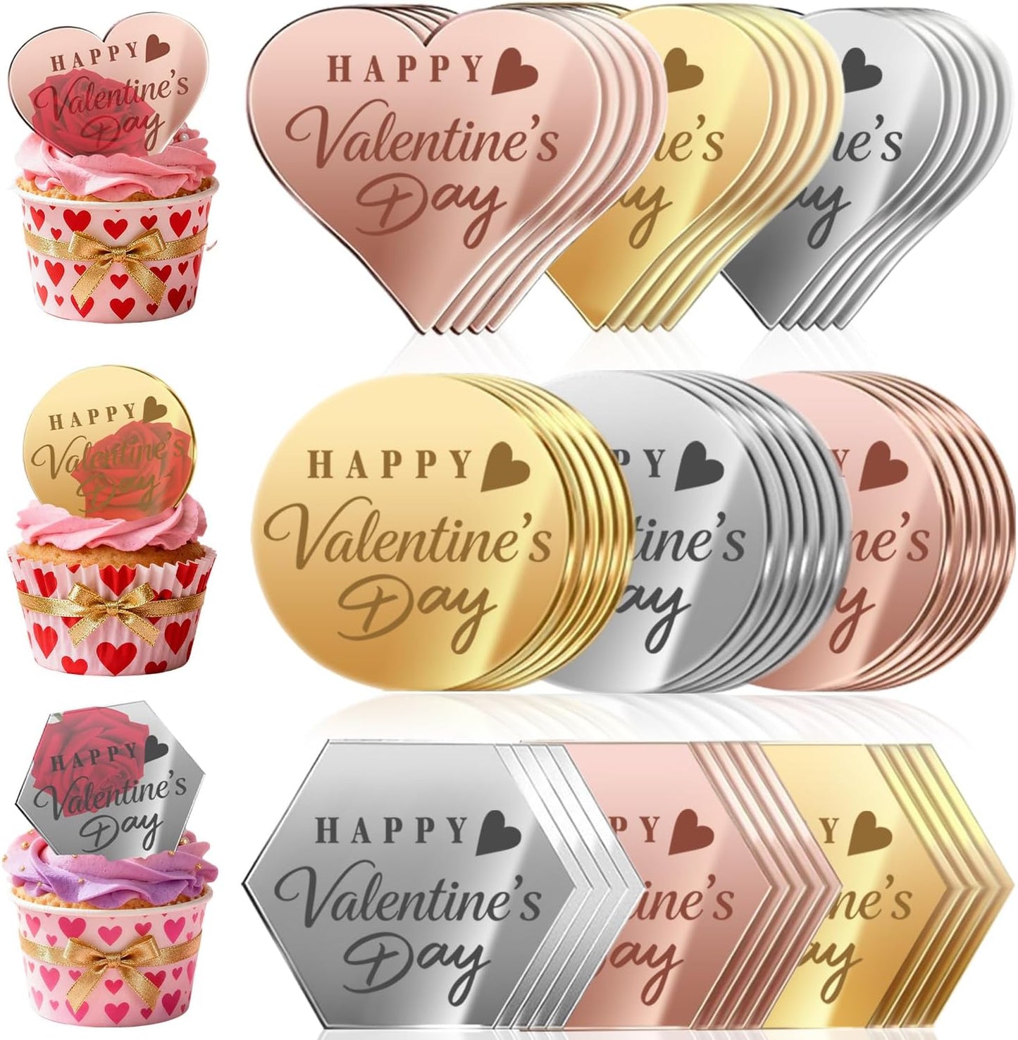45PCS-Happy-Valentine's-Day-Cake-Toppers,-Mirror-Acrylic-Cupcake-Toppers-3-Multi-shape-3-Color-1580