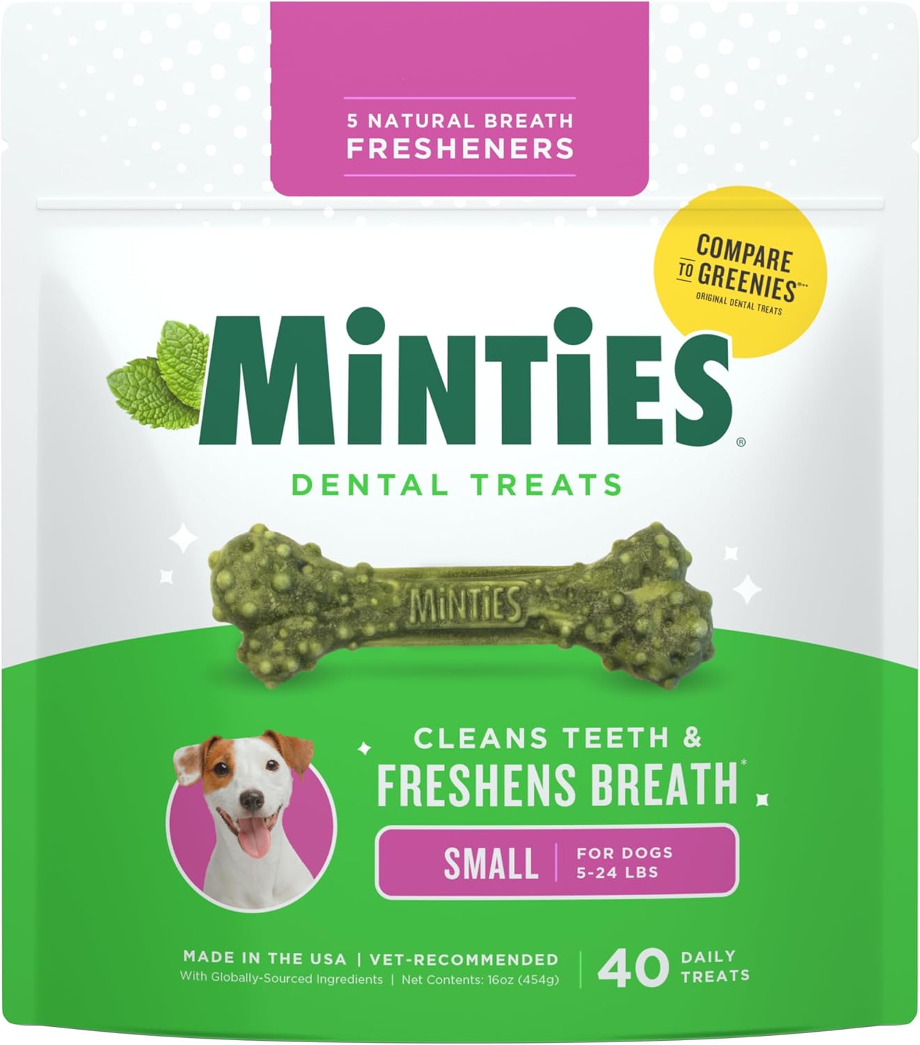 Minties-Dog-Dental-Bone-Treats,-Tiny/Small-Dental-Dog-Treats,-16-Ounces,-Teeth,-2947