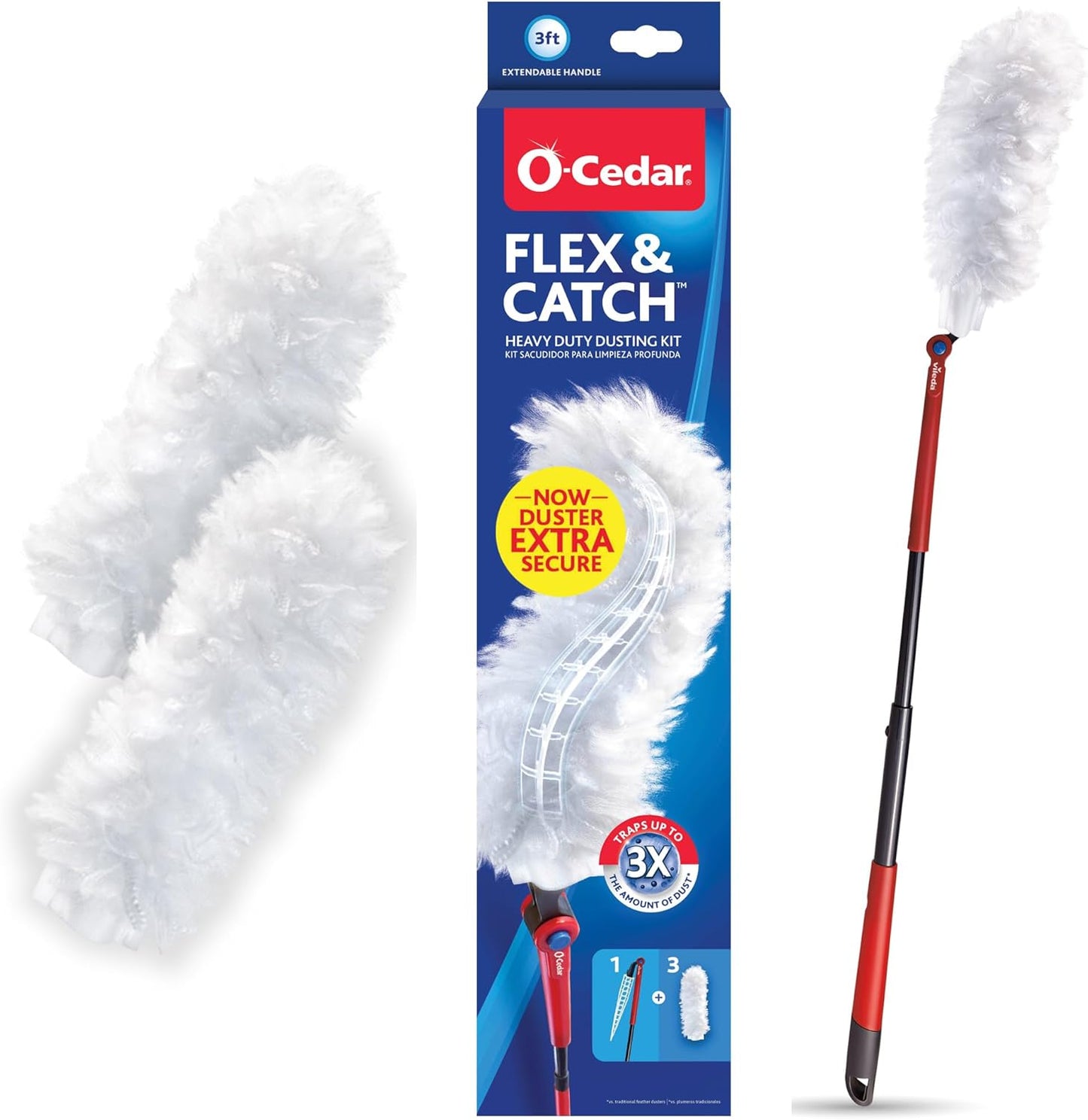 O-Cedar-Flex-&-Catch-Heavy-Duty-Dusting-Kit-with-3-Disposable-Duster-Refills-|-New-1156