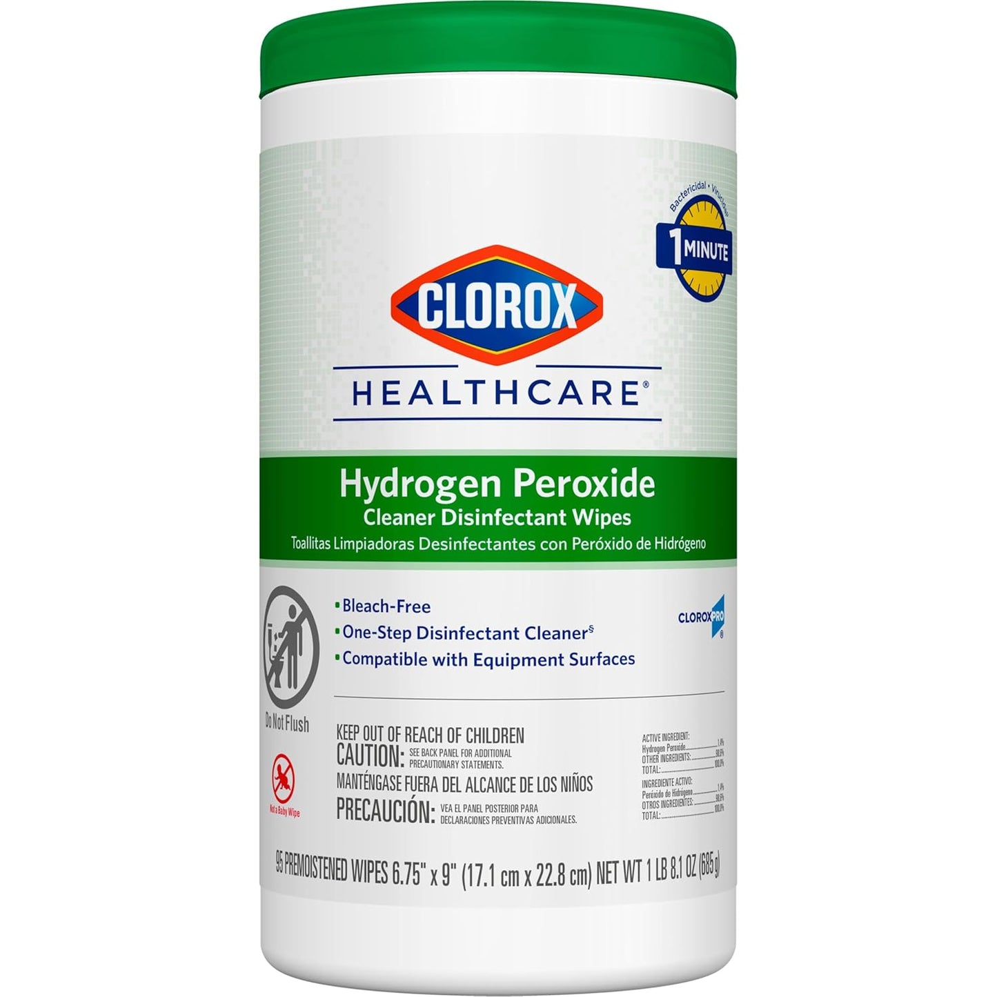 Clorox-Healthcare-Hydrogen-Peroxide-Cleaner-Disinfectant-Wipes,-6.75"-x-9",-5432