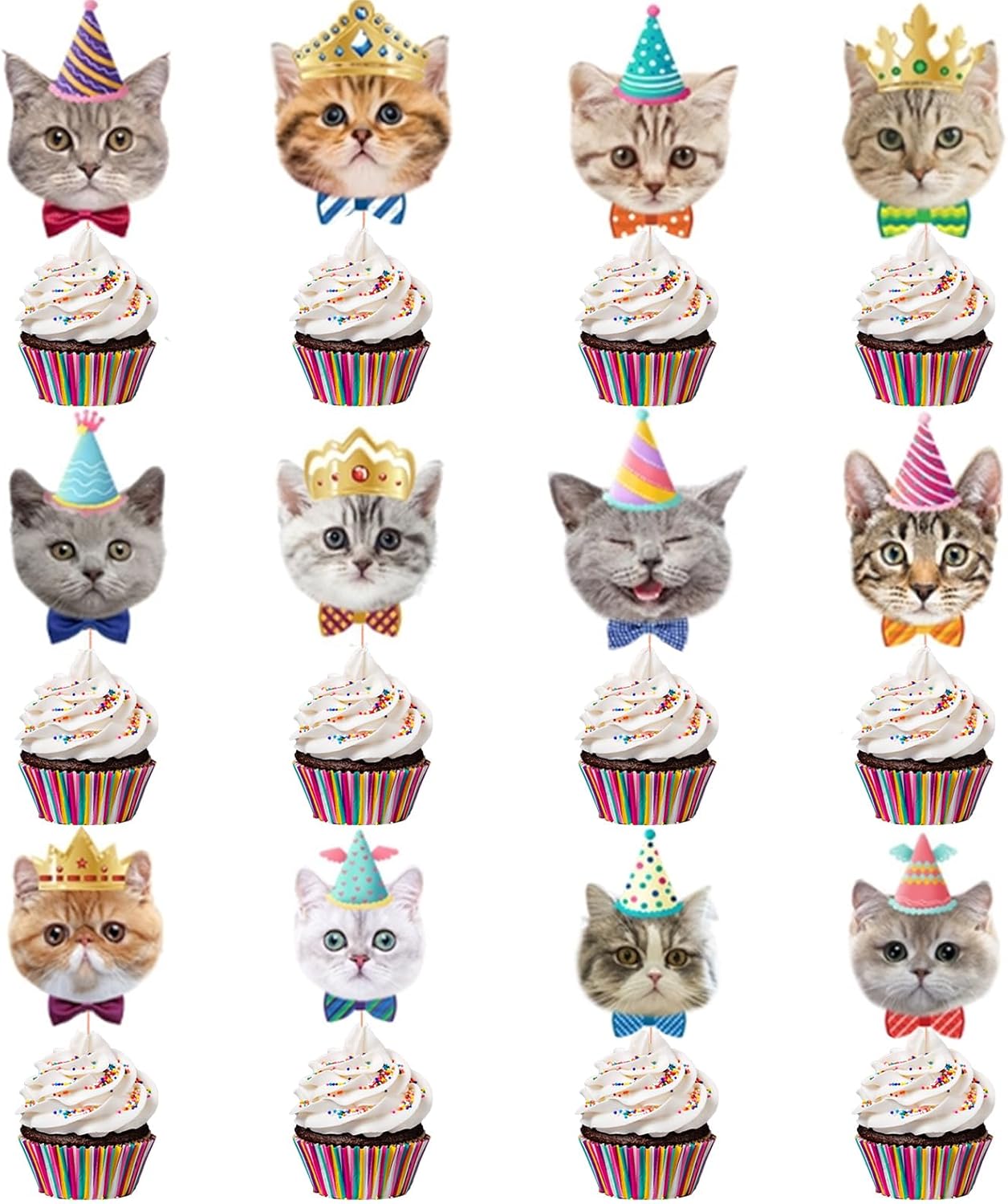 24PCS-Cake-Toppers-Cat-Pet-Birthday-Cupcake-4