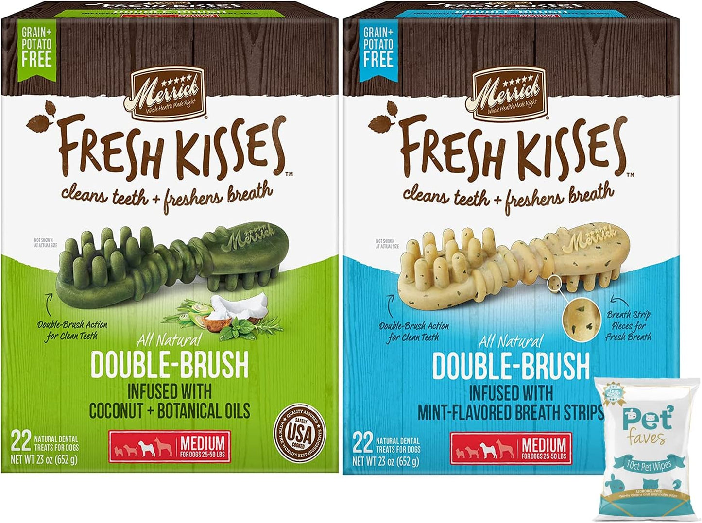 (2-Pack)-Fresh-Kisses-Double-Brush-Dental-Dog-Treats,-516