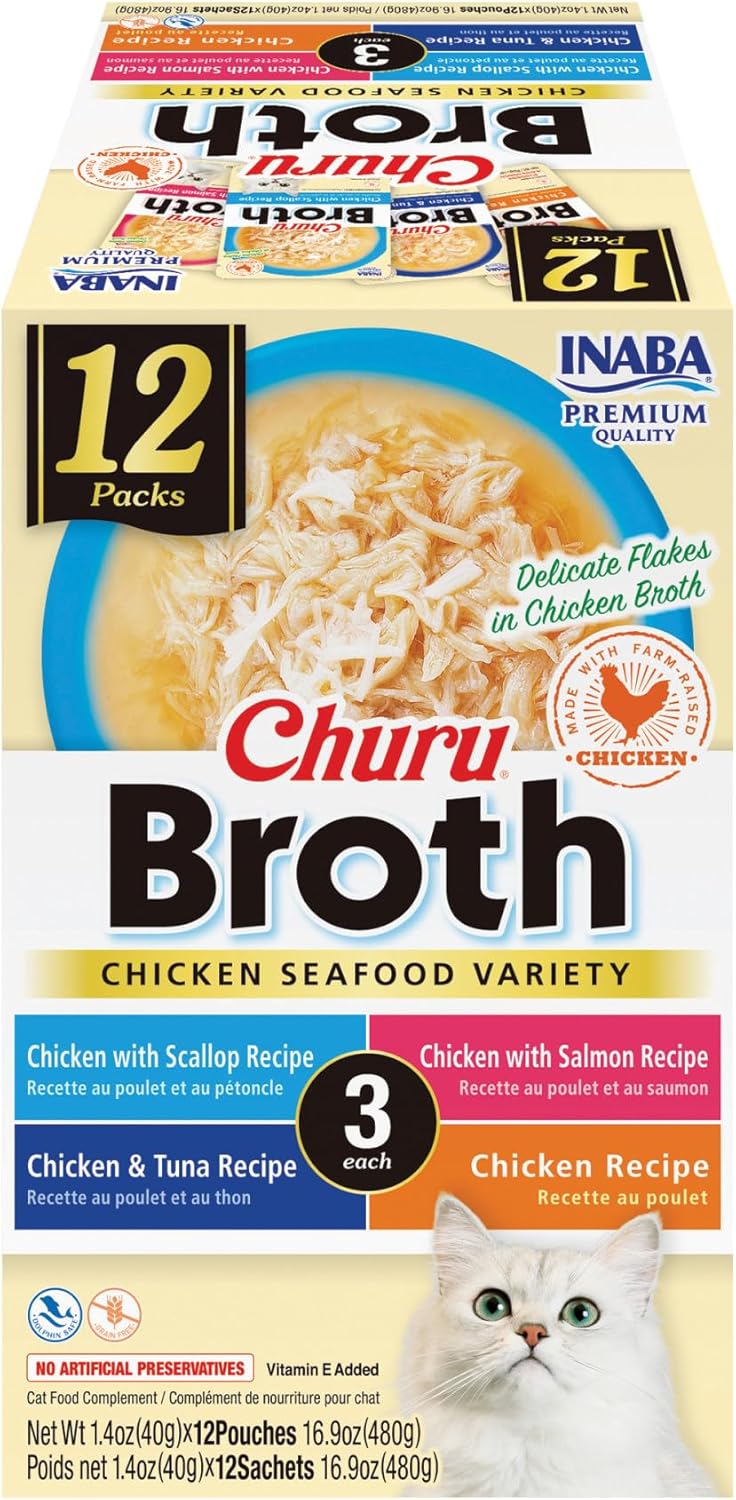 INABA-Churu-Broth-for-Cats,-Side-Dish-Pouch,-1.4-Ounces-per-12-Chicken-Seafood1833