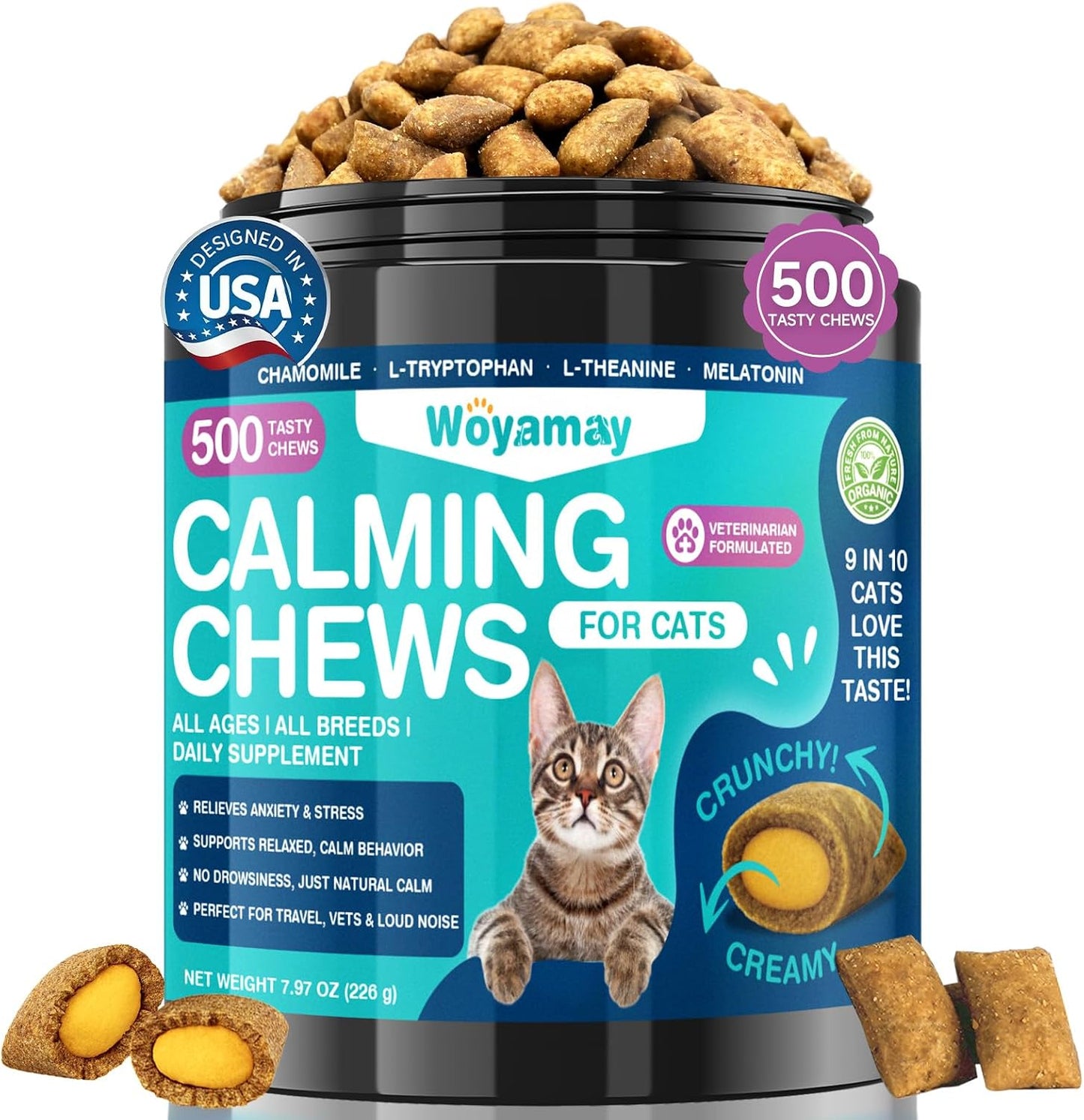 Woyamay-Cat-Calming-Treats,-500-Crunchy-&-Creamy-Chews,-Stress-Support---1261