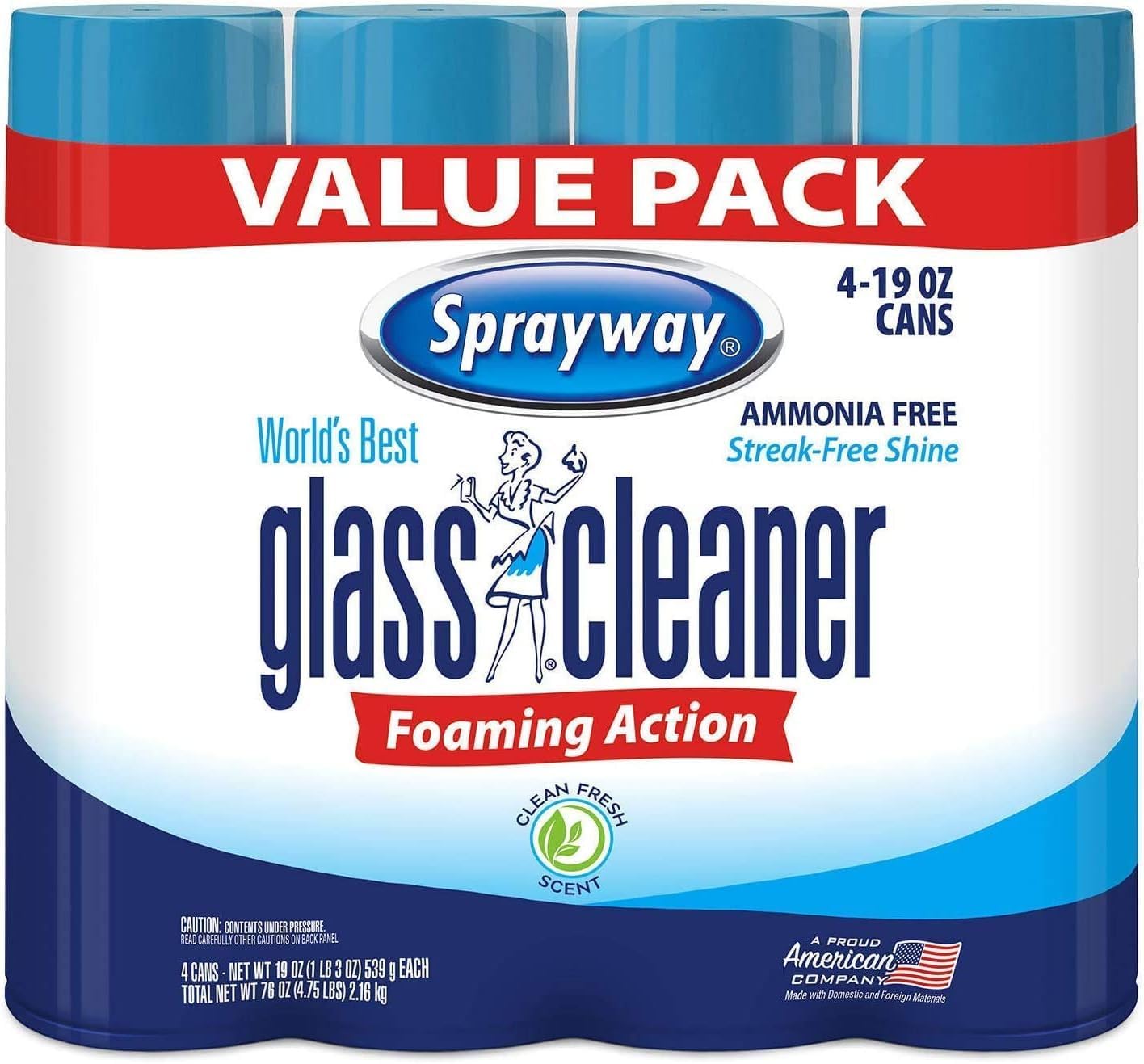 Sprayway-443331-Ammonia-Free-Glass-Cleaner,-19-Oz.-(4-Pack)-(Packaging-May-Vary)-(4-Case)---1406