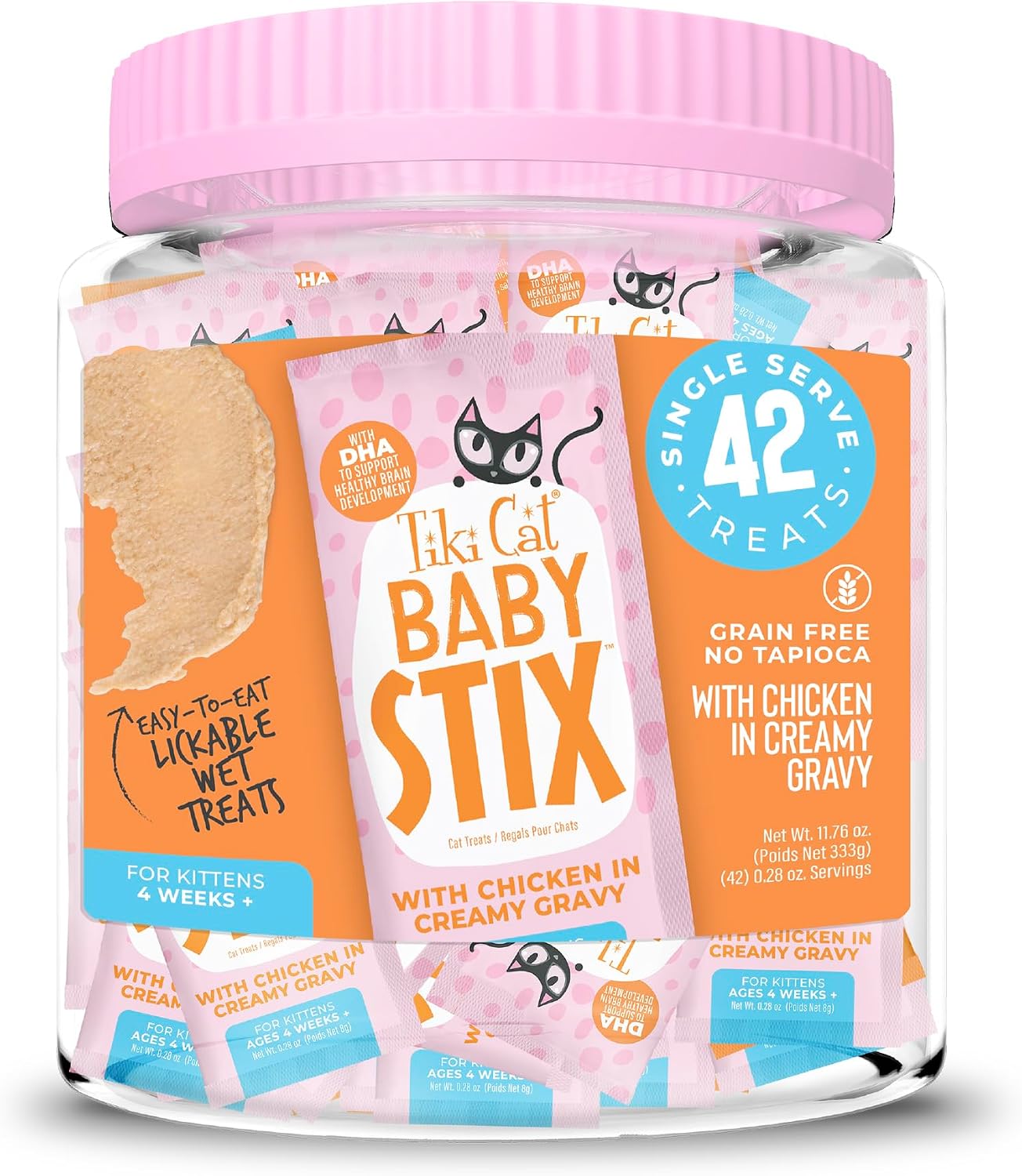 Tiki-Cat-Baby-Stix-Wet-Cat-Treats,-Chicken-in-Creamy-Gravy,-0.28-oz.-Sachets-465