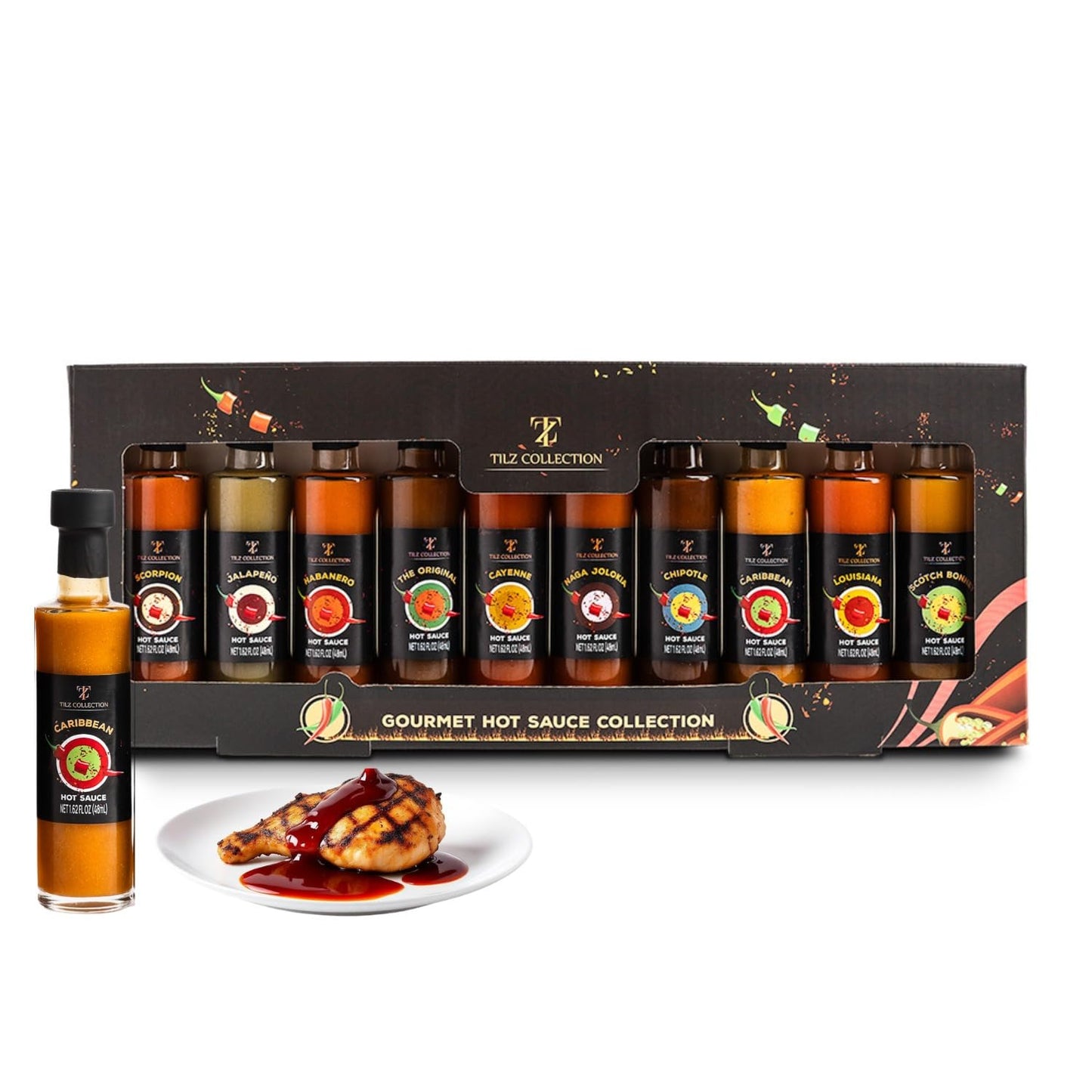 Chilli,-Hot-Sauce-Gift-Set--10-Flavours,-Hot-Sauce-Bottles,-Food-Gift-144
