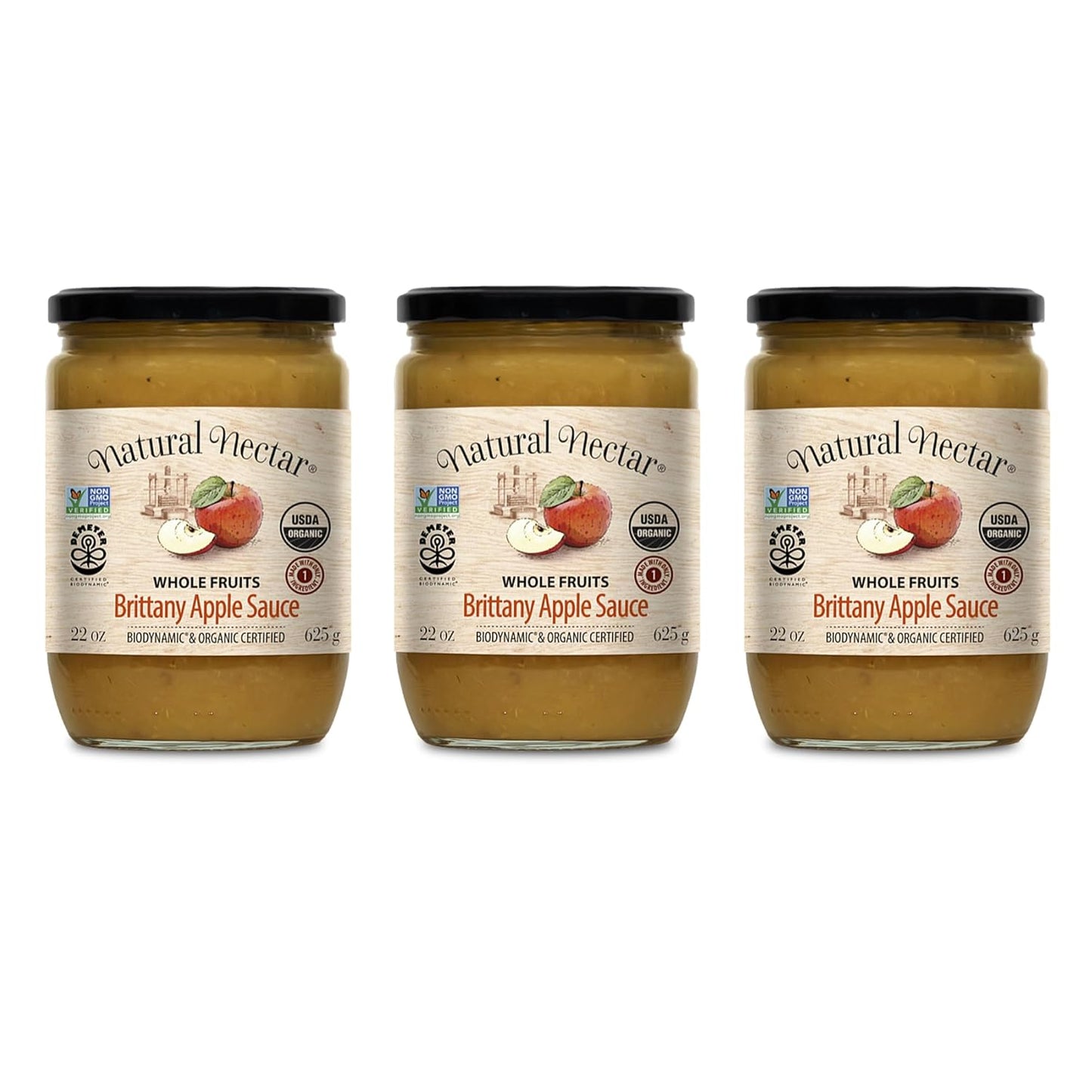 Biodynamic-Organic-Brittany-Apple-Sauce,-Pack-3