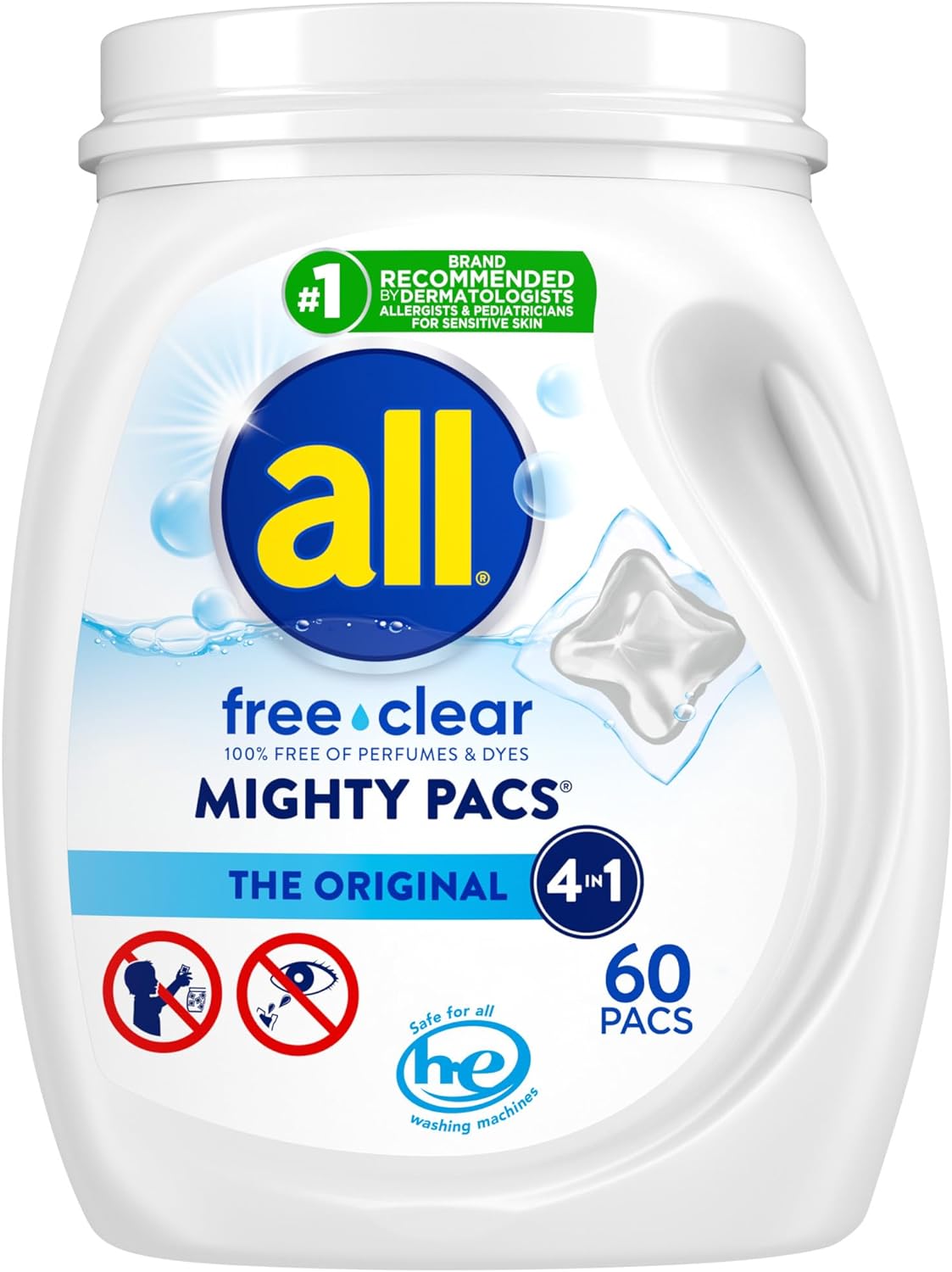 All-Mighty-Pacs-Laundry-Detergent,-Free-Clear-for-Sensitive-Skin,-4132