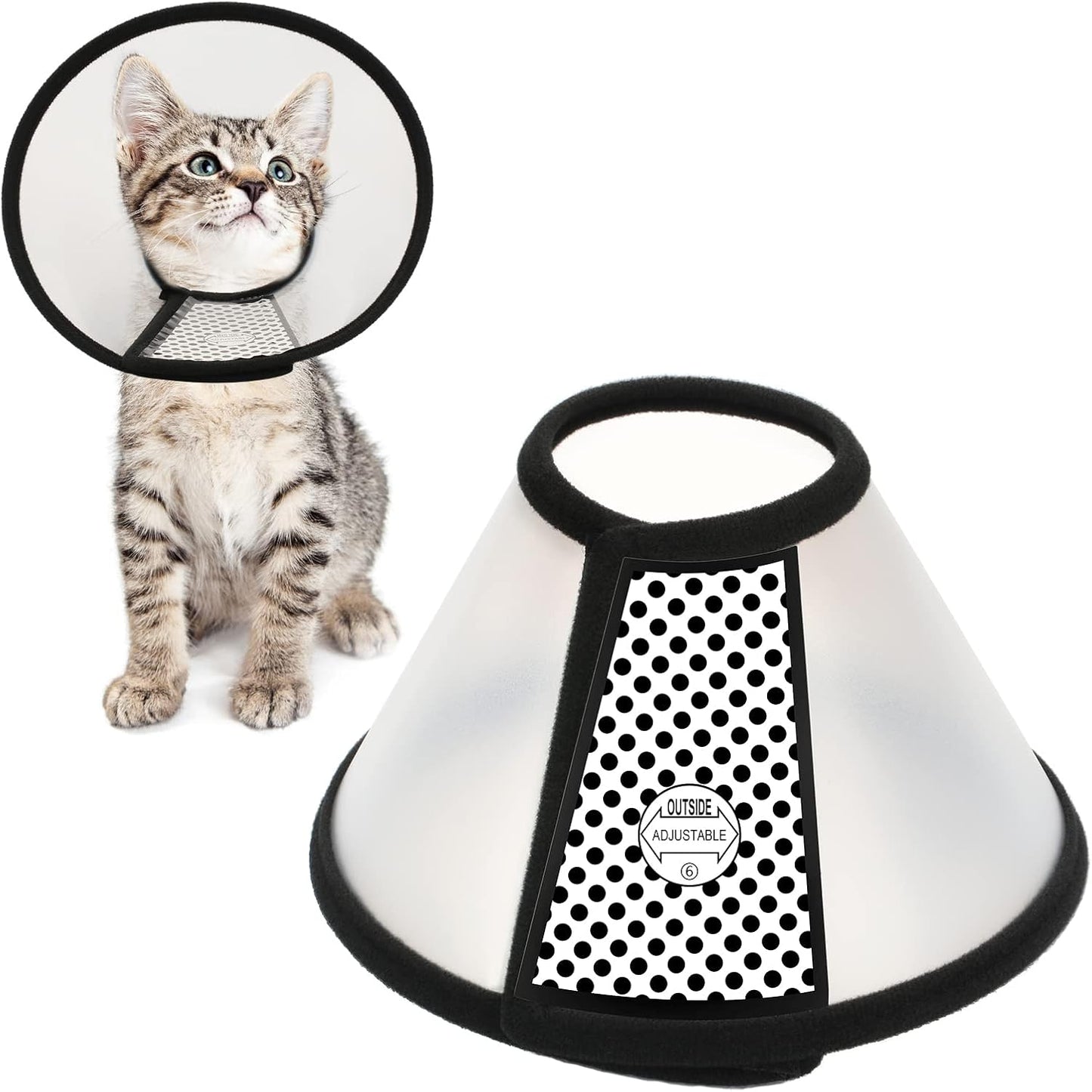Depets-Adjustable-Recovery-Pet-Cone-E-Collar-for-Cats-Kittens-Rabbits,-Plastic-Elizabeth-Protective-1675