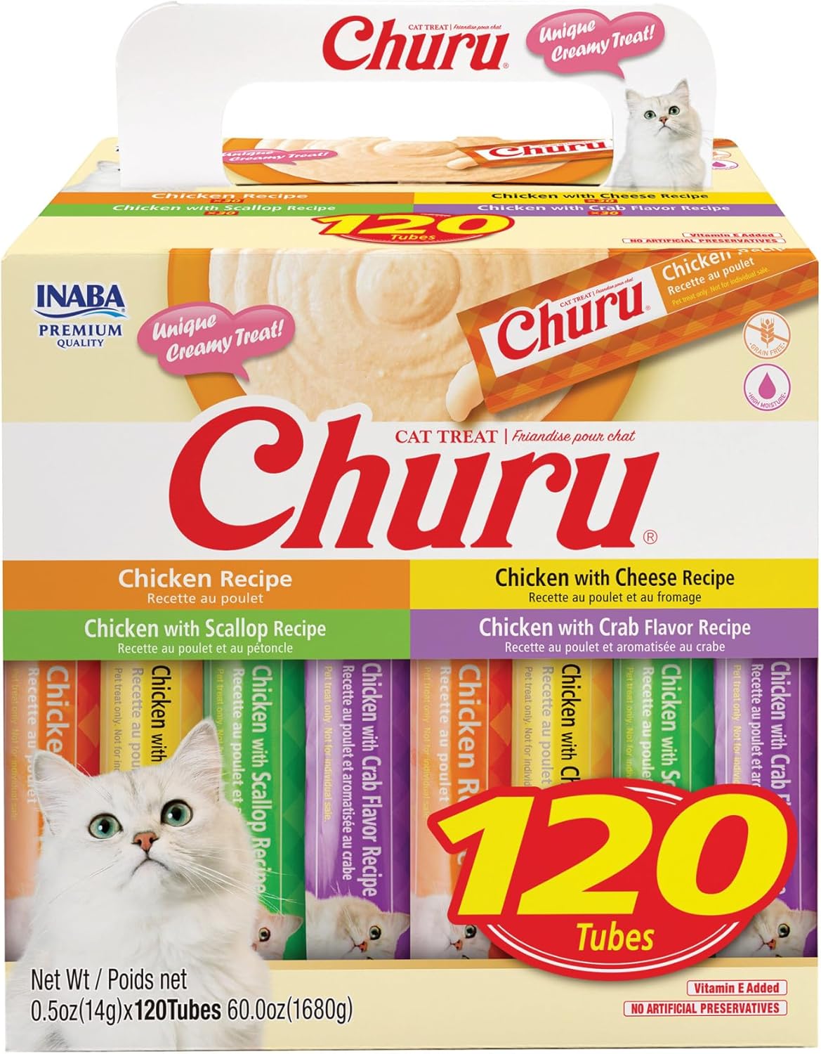 INABA-Churu-Cat-Treats,-Lickable,-Squeezable-Creamy-Purée-Vitamin-3