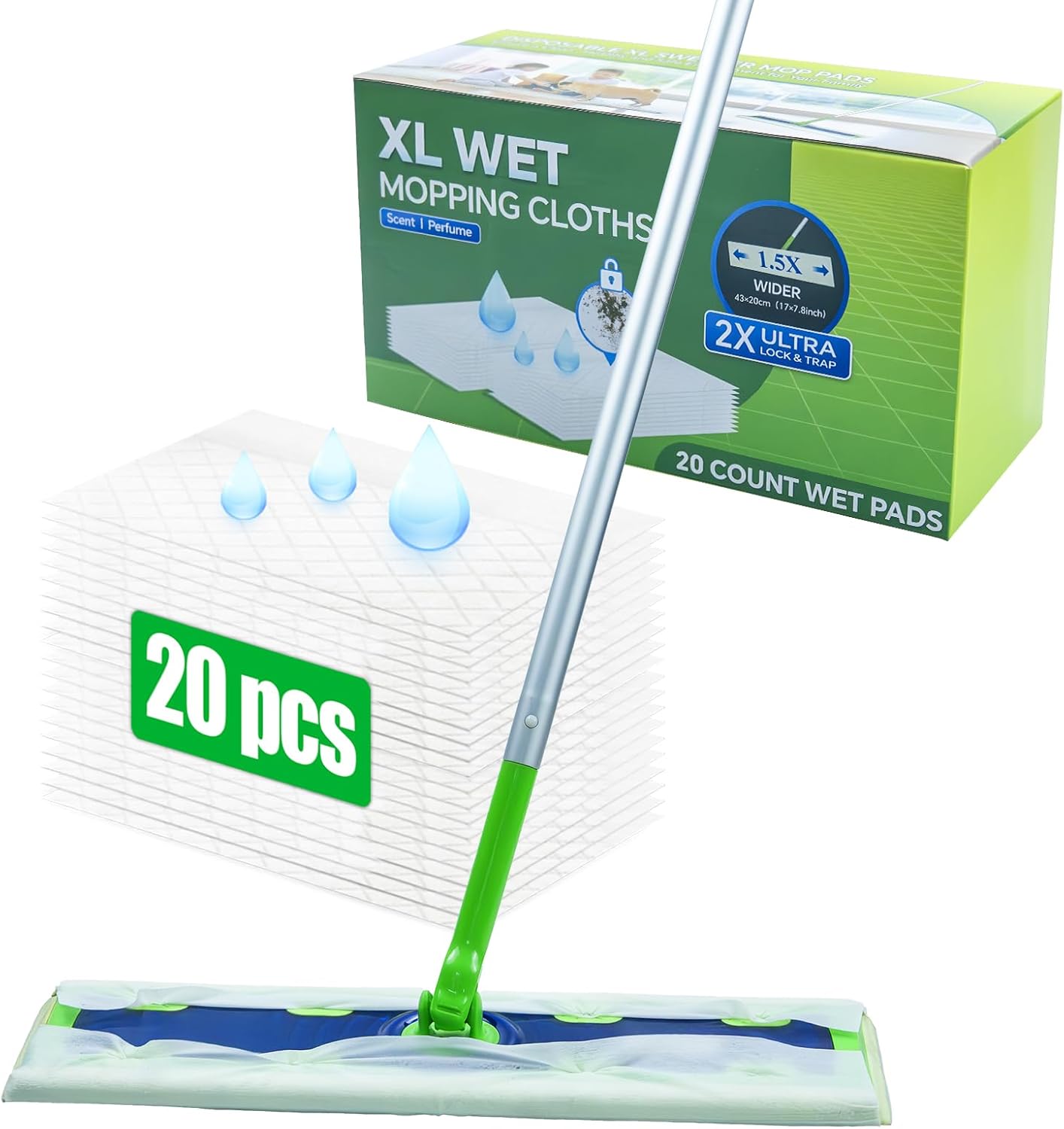 20-Count-XL-Wet-Pads-Refills-for-Swiffer-Sweeper-XL-Mop,-Disposable-X-Large-Wet-Mopping-375