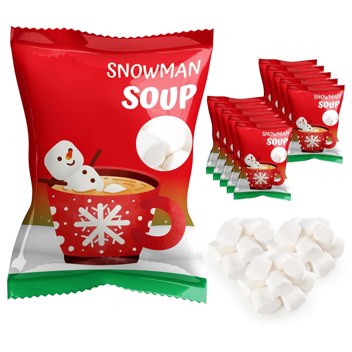 4E's-Novelty-50-Packs-Snowman Soup-Mini-Marshmallow-Packets,-Vanilla-Flavored,-14-Marshmallows-Each-Bulk-1879