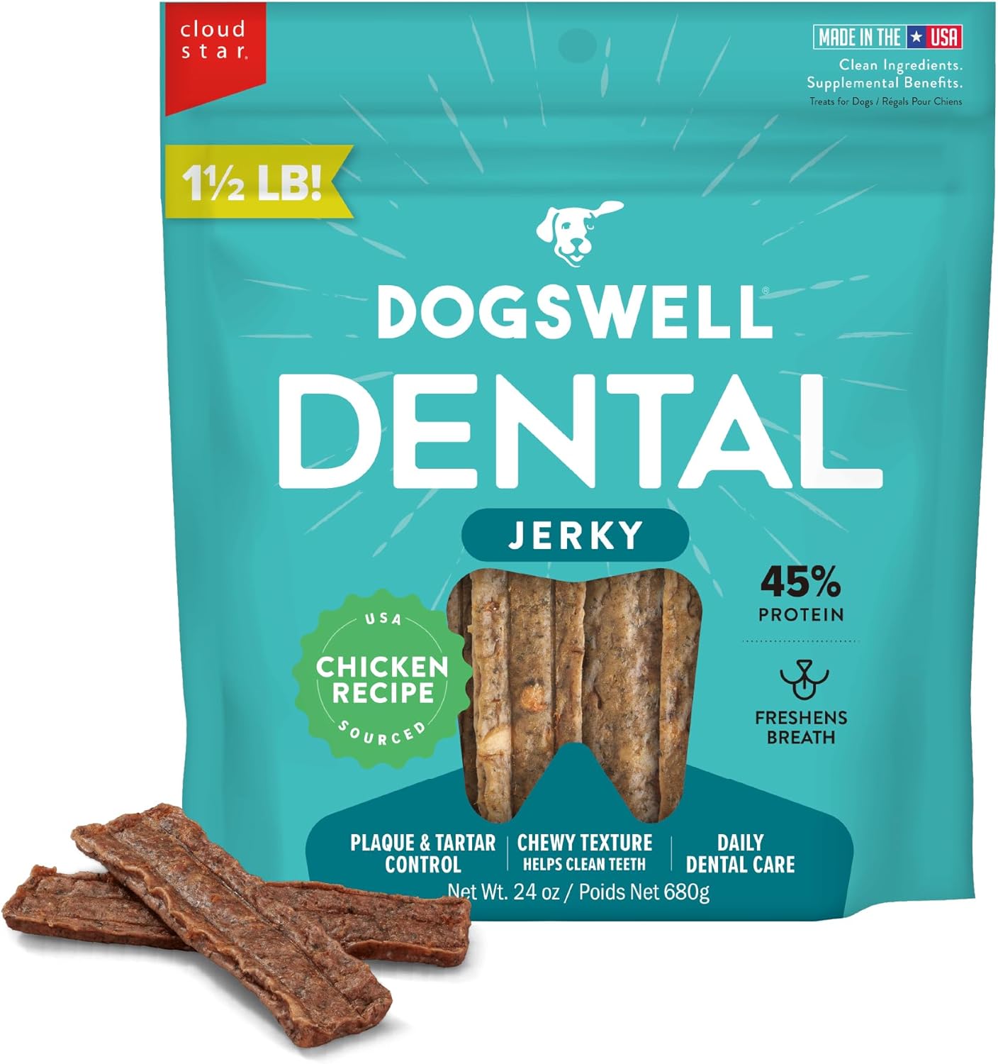 Dogswell-Dental-Jerky-Dog-Treats,-Chicken,-24-oz.-Bag----1919