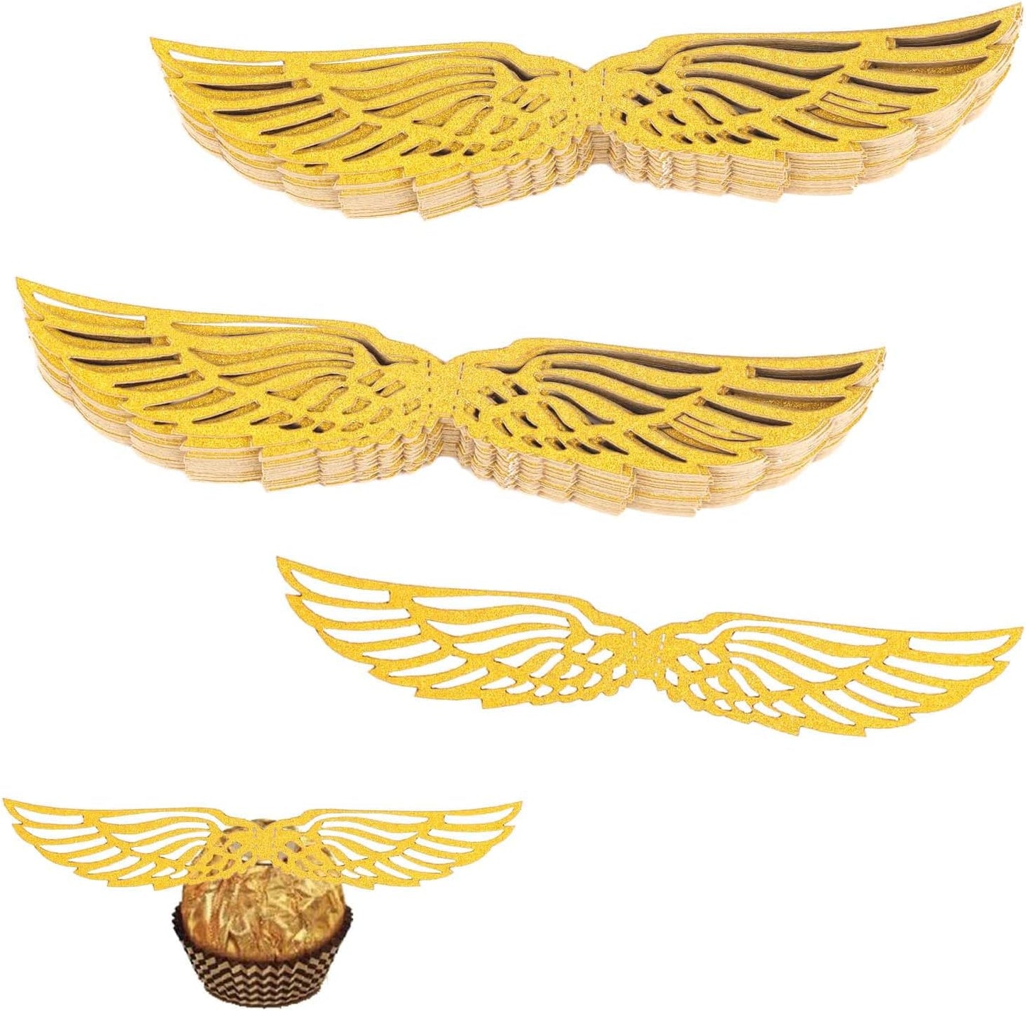 50pcs-Golden-Wing-Cupcake-Toppers,-Hollow-Golden-3399