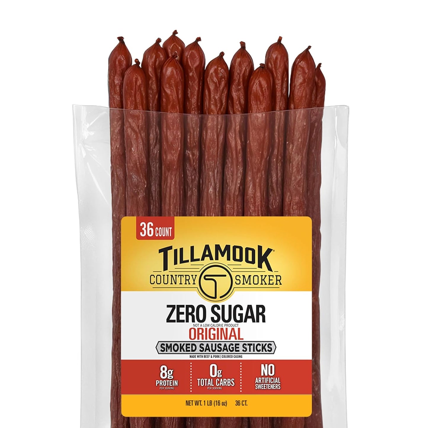 Tillamook-Country-Smoker-Smoked-Sausage,-Zero-Sugar,-Original,-16-Ounce-(36--Count-Meat-Sticks)-Hardwood-2359