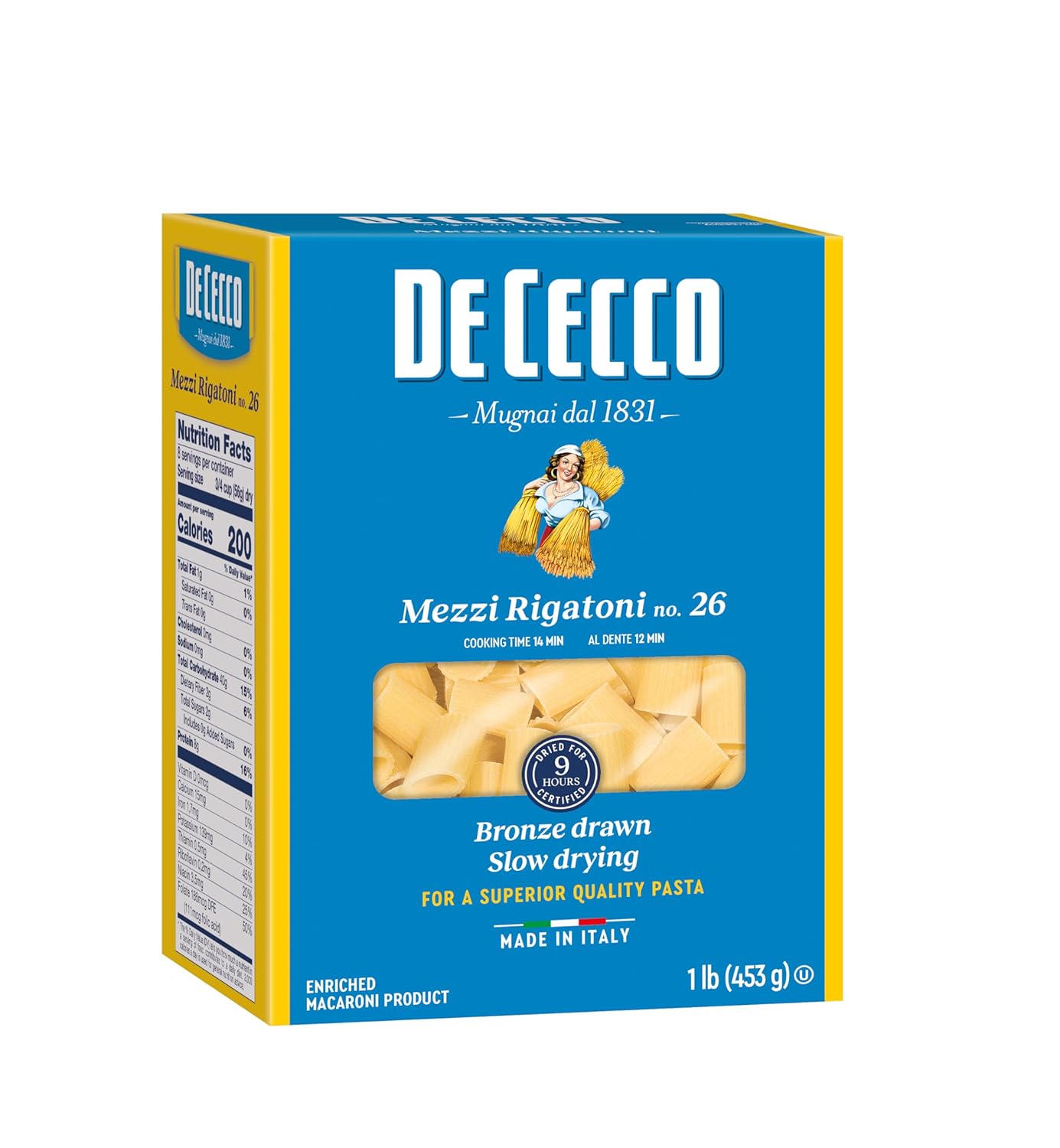 De-Cecco-Semonlina-Pasta,-Mezzi-Rigatoni-No.26,-1-409