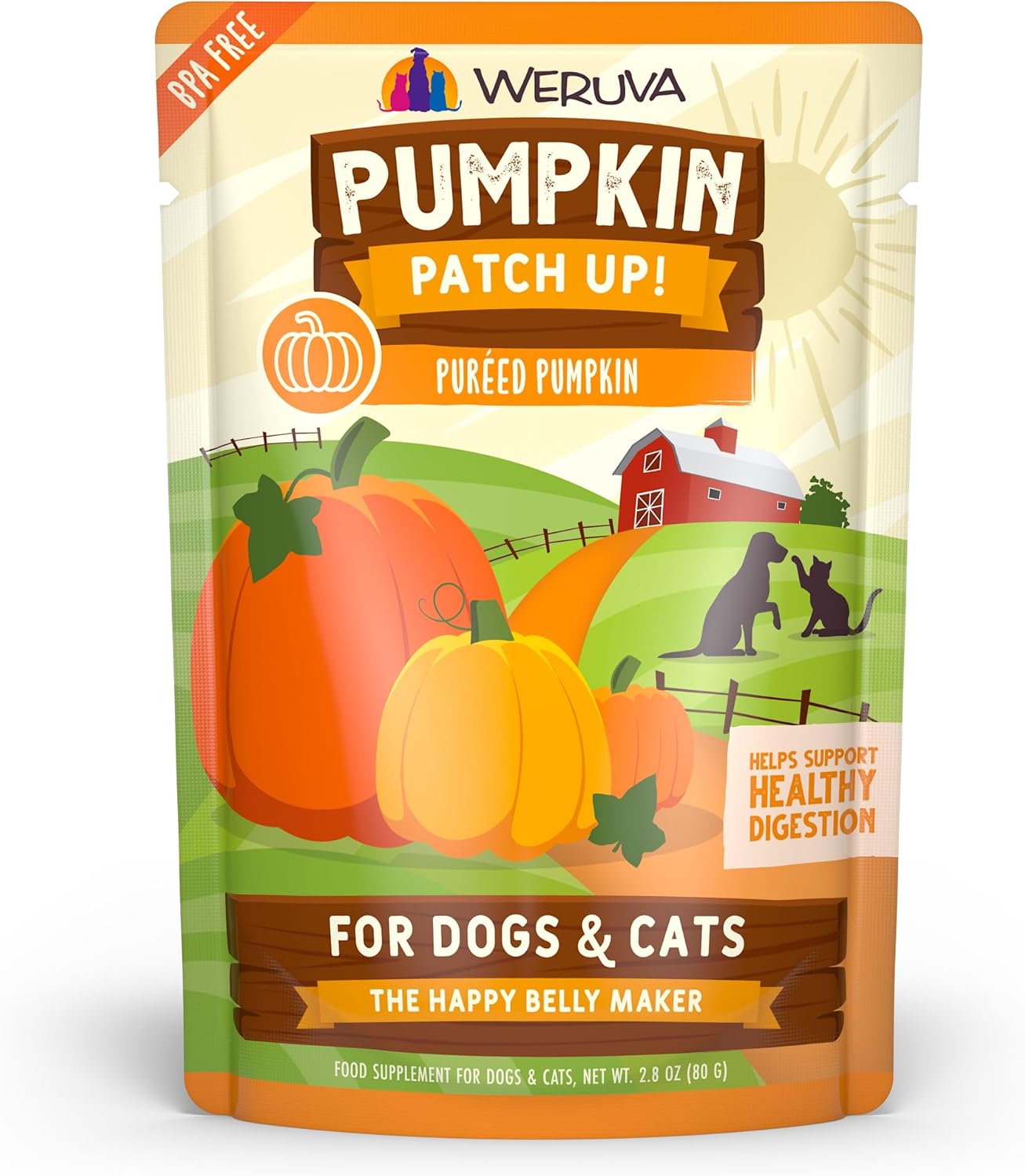 Weruva-Pumpkin-Patch-Up!,-Pumpkin-Puree-Pet-Food-Supplement-for-Dogs-Cats,-Pouch-of1854