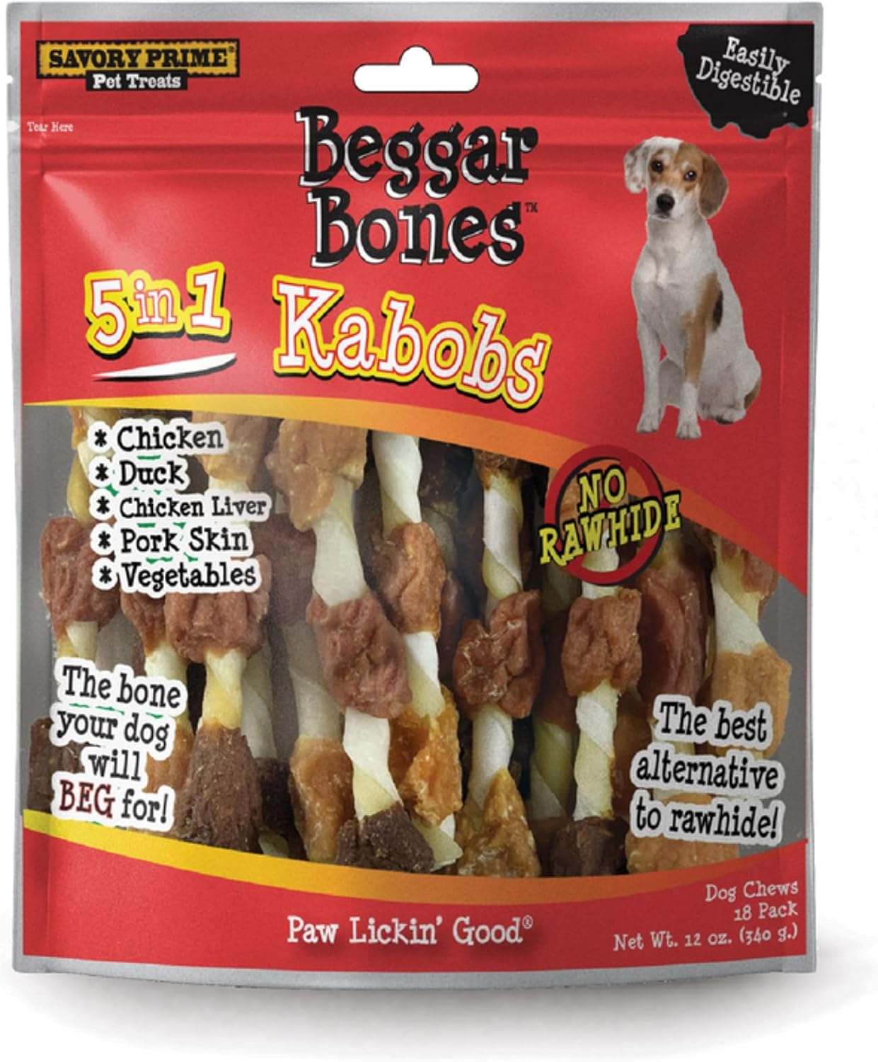 Savory-Prime-8062091-8-in.-Beggar-Bones-5-in-1-Kabobs-Grain-Free-Treat-for-1250