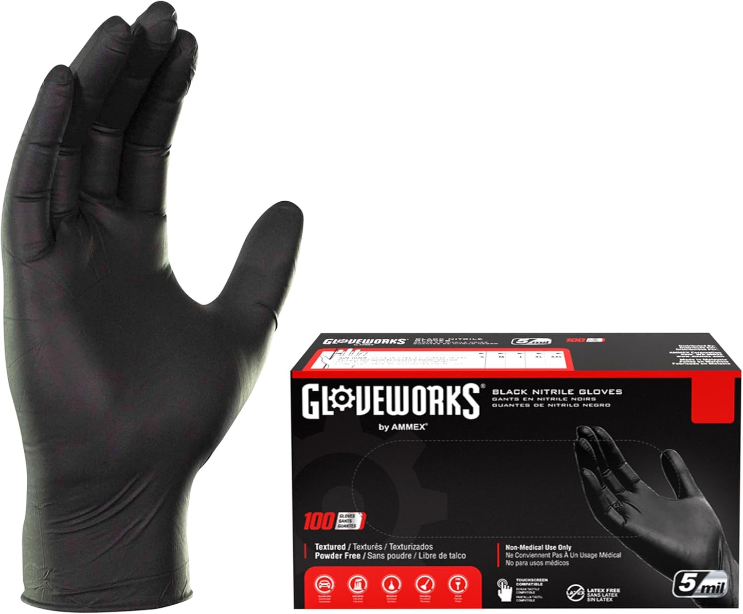 GLOVEWORKS-Black-Nitrile-Gloves-5-Mil-Disposable,-Latex-Free,-Textured-Grip-for-Food-Service,-Cooking,-1563