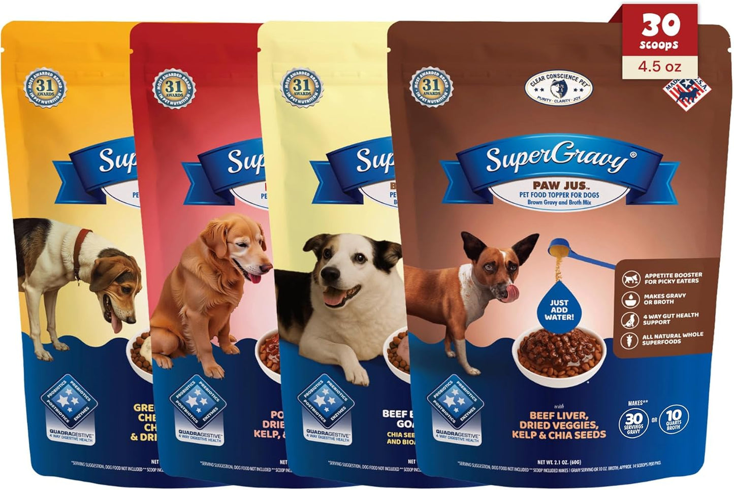 Clear-Conscience-PET®-Four-Pack-SuperGravy®-Natural-Dog-Food-Gravy-Topper,-Hydration-Broth-Mix,-252