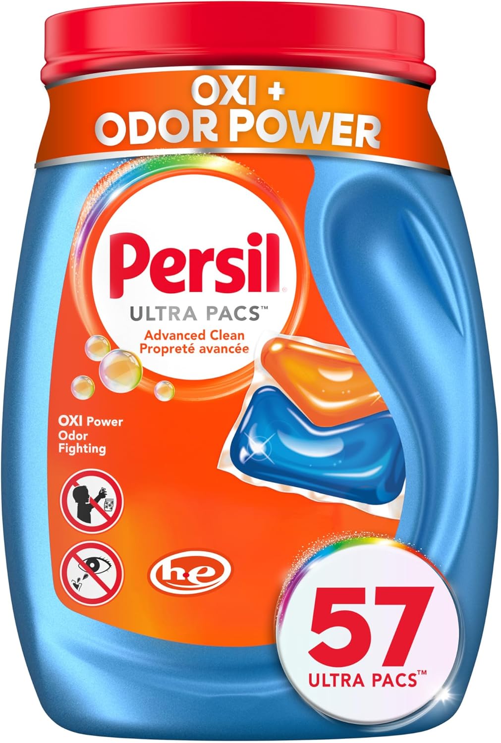 Persil-Ultra-Pacs-Advanced-Clean-Oxi+Odor-Power-Laundry-Detergent,-57-Count,-No-1295