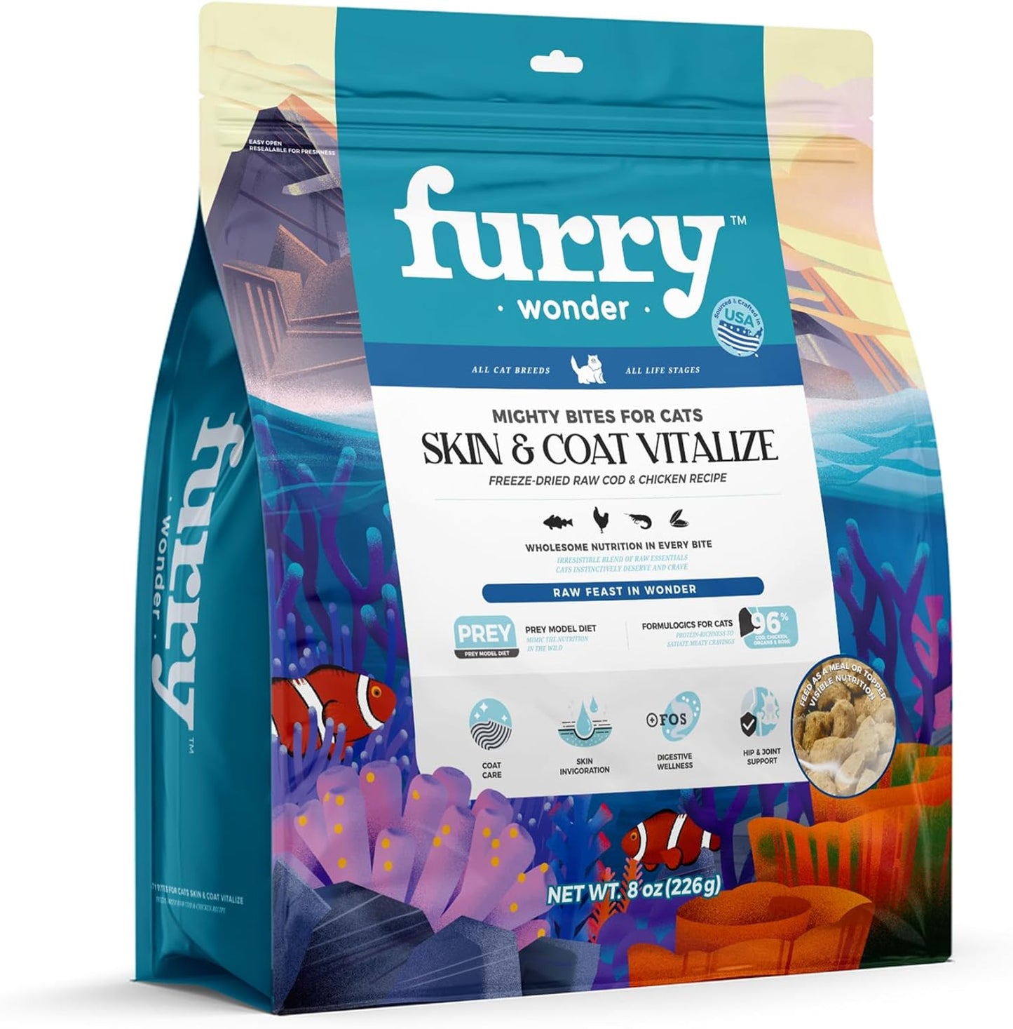 Furry-Wonder-Freeze-Dried-Raw-Cat-Food-Grain-Free-Mighty-Bites-Cats-Ounce,-&361