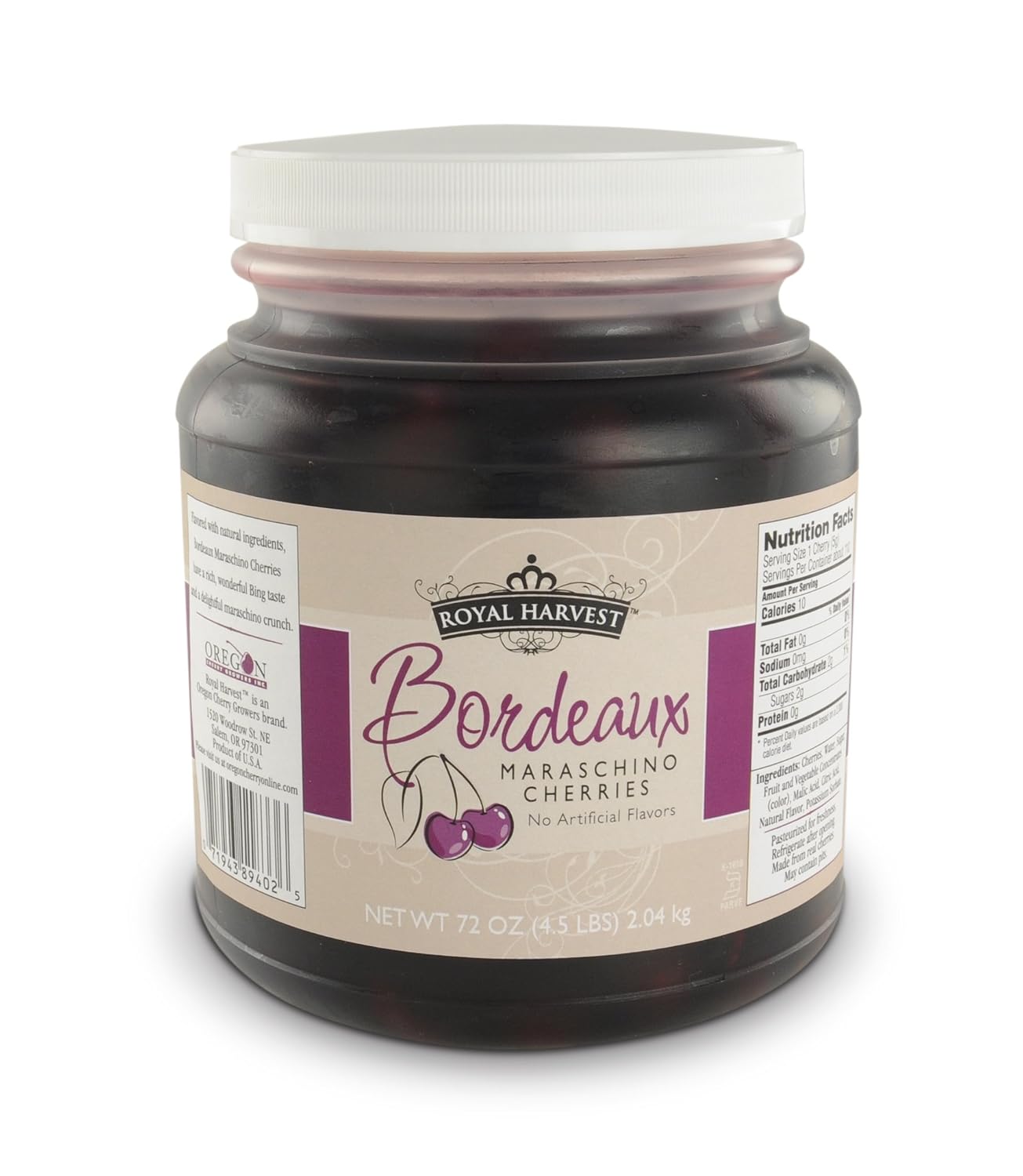Royal-Harvest-Maraschino-Northwest-Noire-Cherries-with-Stem,-72-Ounce-|-Made-with-165