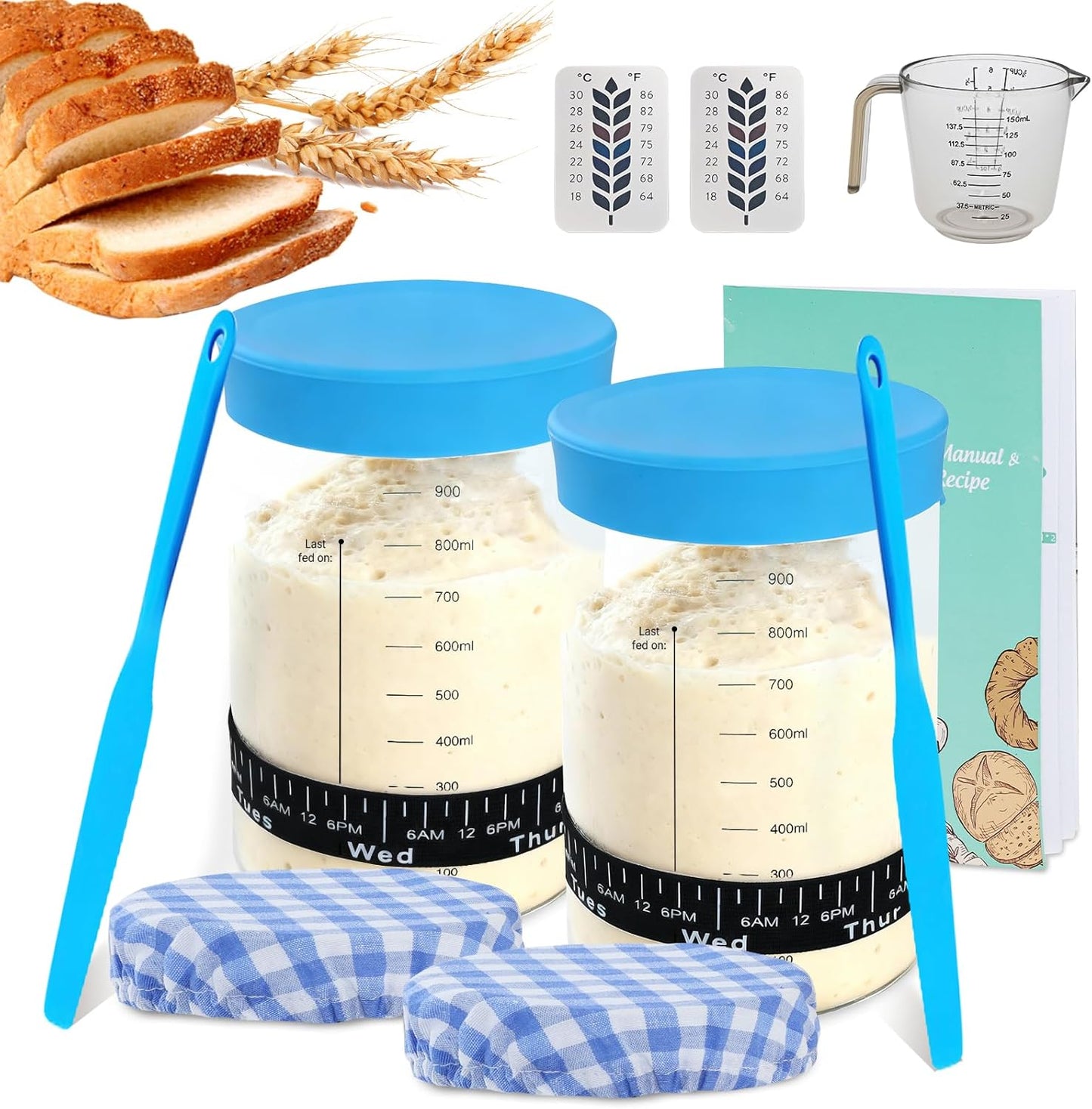 Bakedon-34oz-Sourdough-Starter-Jar-Kit,Wide-Mouth-Sourdough-Starter-Container-with-Feeding-Band,-Spatu-448