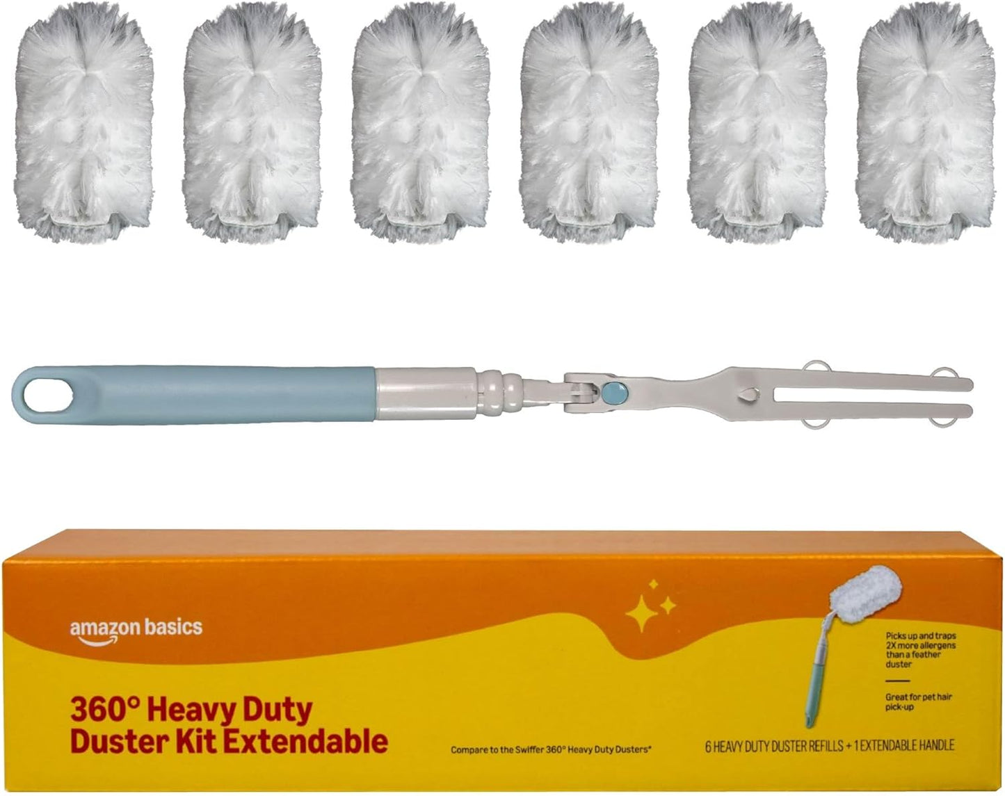Amazon-Basics-360°-Heavy-Duty-Duster-Kit-with-Extendable-Handle-and-6-Microfiber-Plumes-Refills-1386