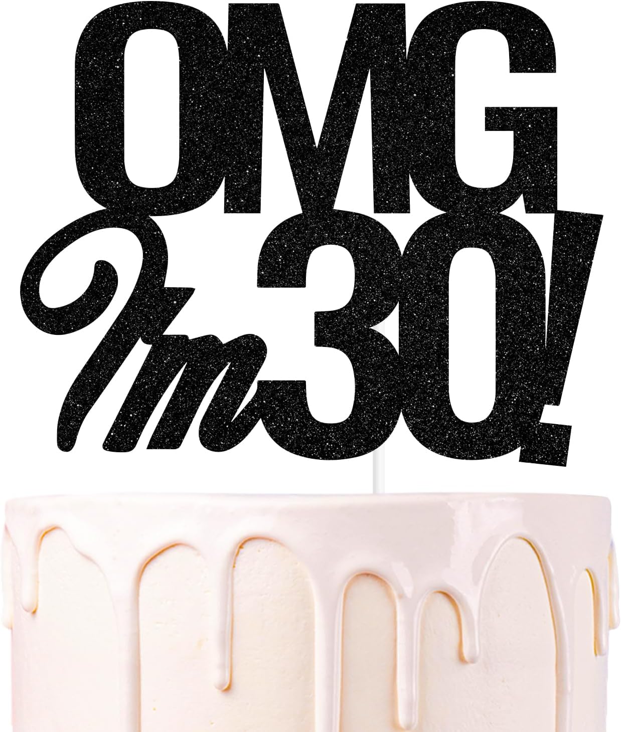 Black-Glitter-OMG-I'm-30-Cake-Topper,-4165