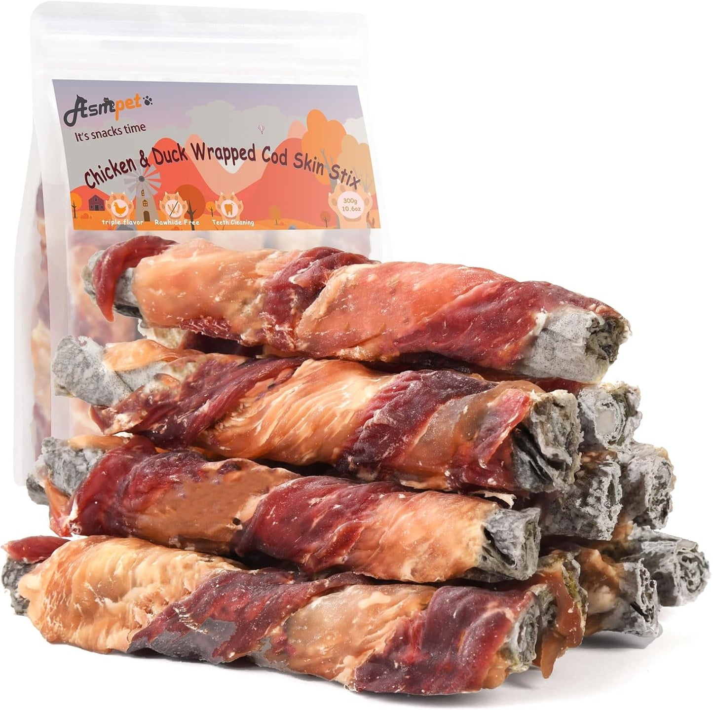 ASMPET-Dog-Cod-Skin-Treats,-Chicken-&-Duck-Wrapped-Cod-Skin-Rawhide-2038