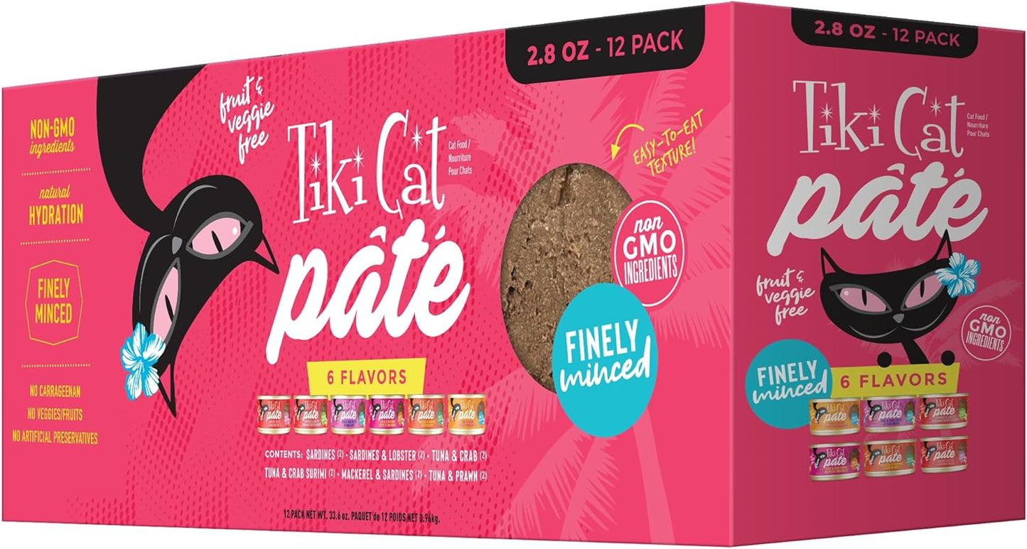 Tiki-Cat-Grill-Pâté-Wet-Cat-Food,-Variety-Pack,-2.8-oz.-Cans-(12-1967