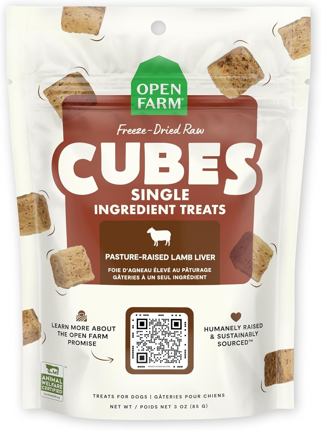 Open-Farm-Cubes,-Freeze-Dried-Raw,-Single-Ingredient-Dog-Treats,-Lamb-Liver,-Pouch-996