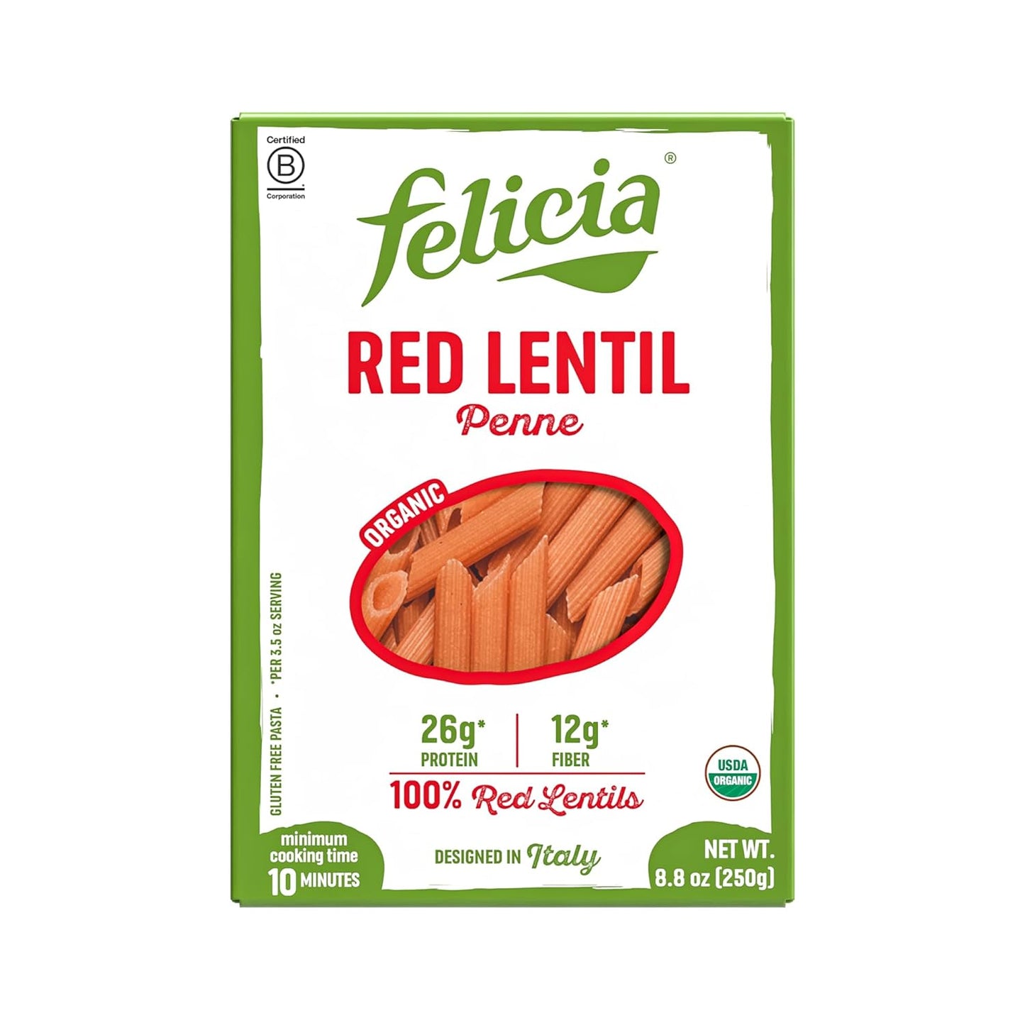 Felicia-Gluten-Free-Pasta,-Red-Lentil-Penne,-26G-Protein-Serving,-658