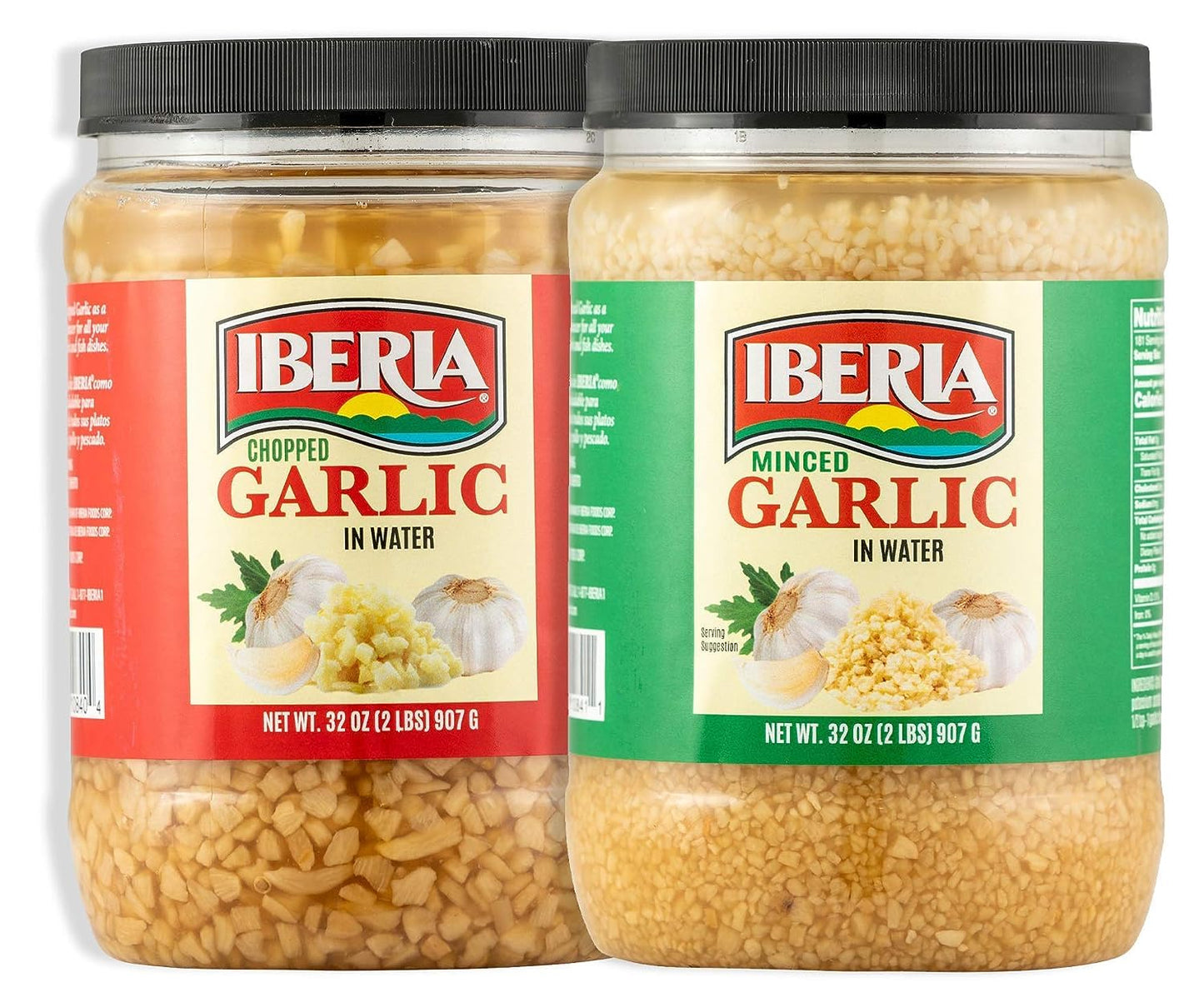Iberia-Minced-Garlic-In-Water,-32-oz-+-Iberia-Chopped-Garlic-in-353