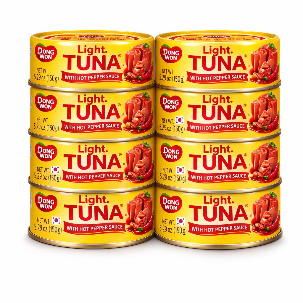 Spicy-Korean-Light-Tuna-with-Hot-Pepper-Sauce,-5.29-oz-(150g)-per-Can,-546