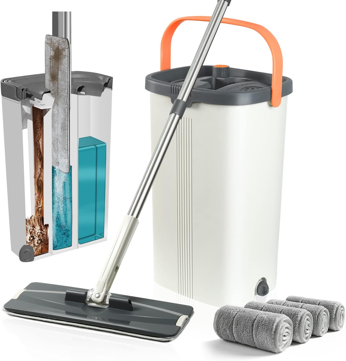Jelymark-Flat-Mop-and-Bucket-with-Wringer-Set,-Separates-Dirty-800