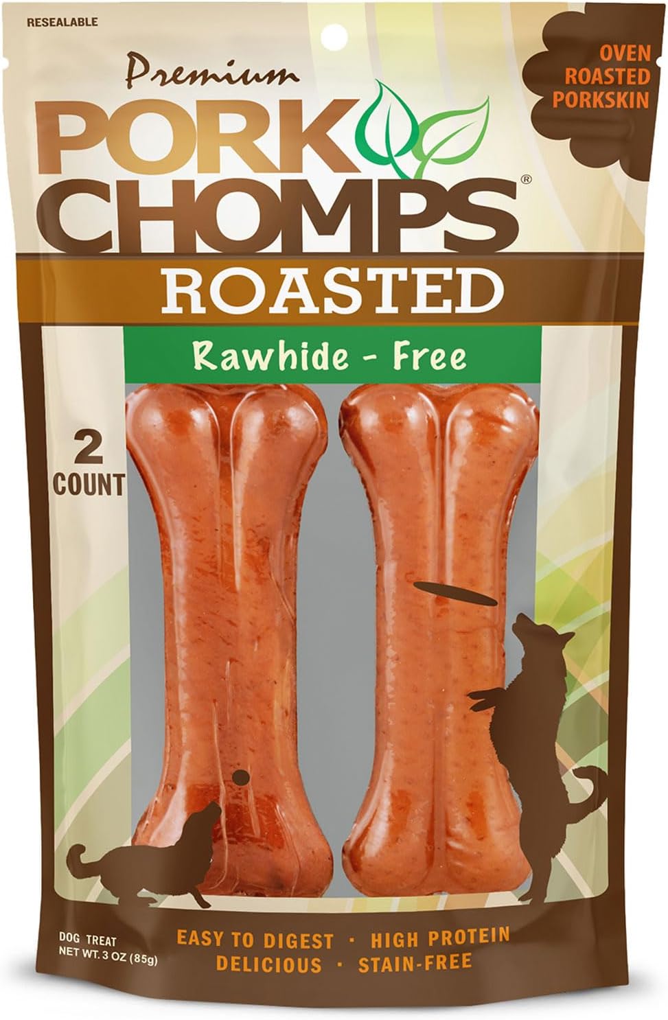 Pork-Chomps-Roasted-Pressed-Pork-Skin-Dog-Chews,-4.5-inch-Bone,-2--2800