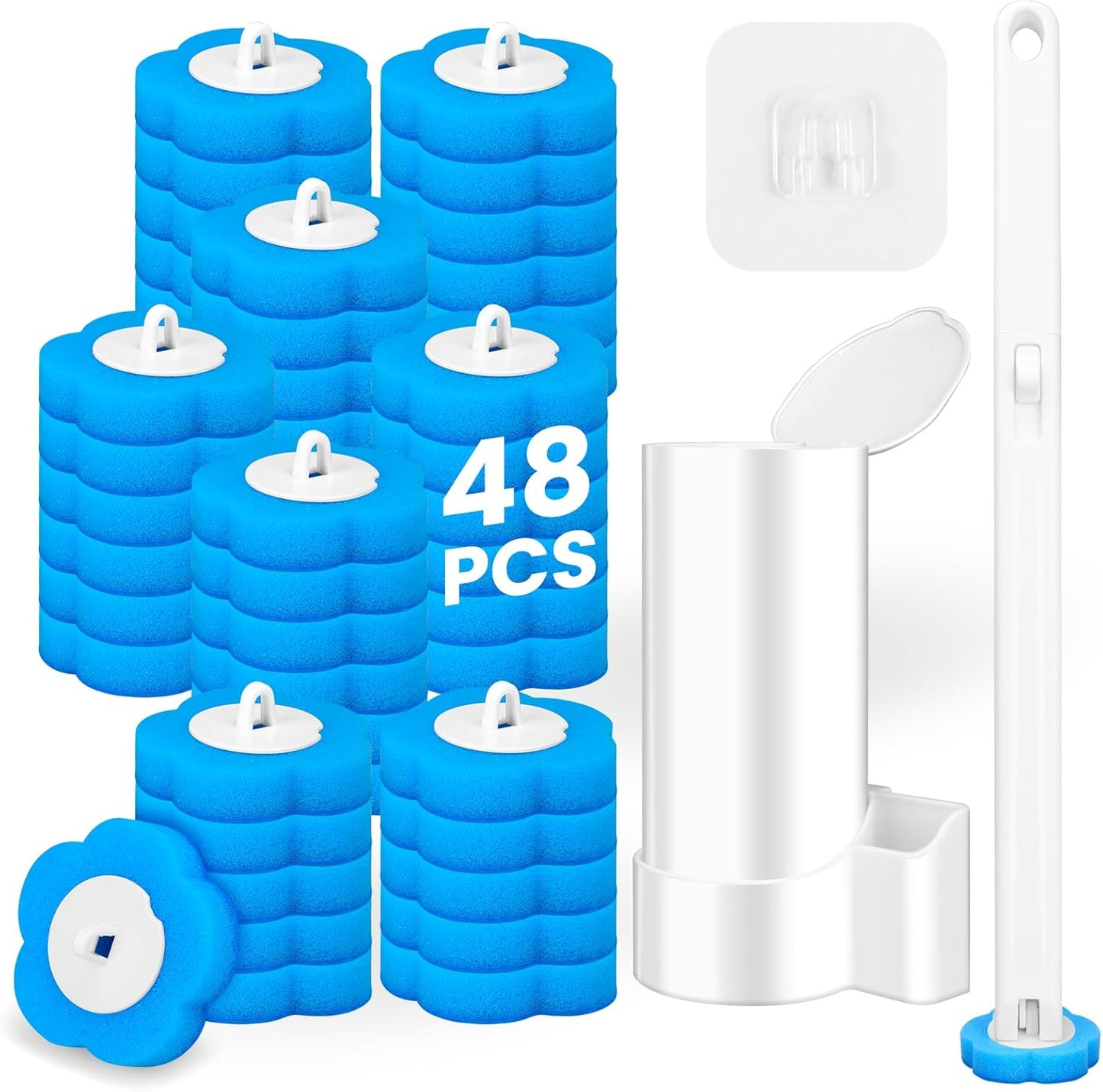 Disposable-Toilet-Brush-and-Holder-Set,-Toilet-Wand-Refills,-Extended-Handle-with-48-Cleaner-Refills,-301